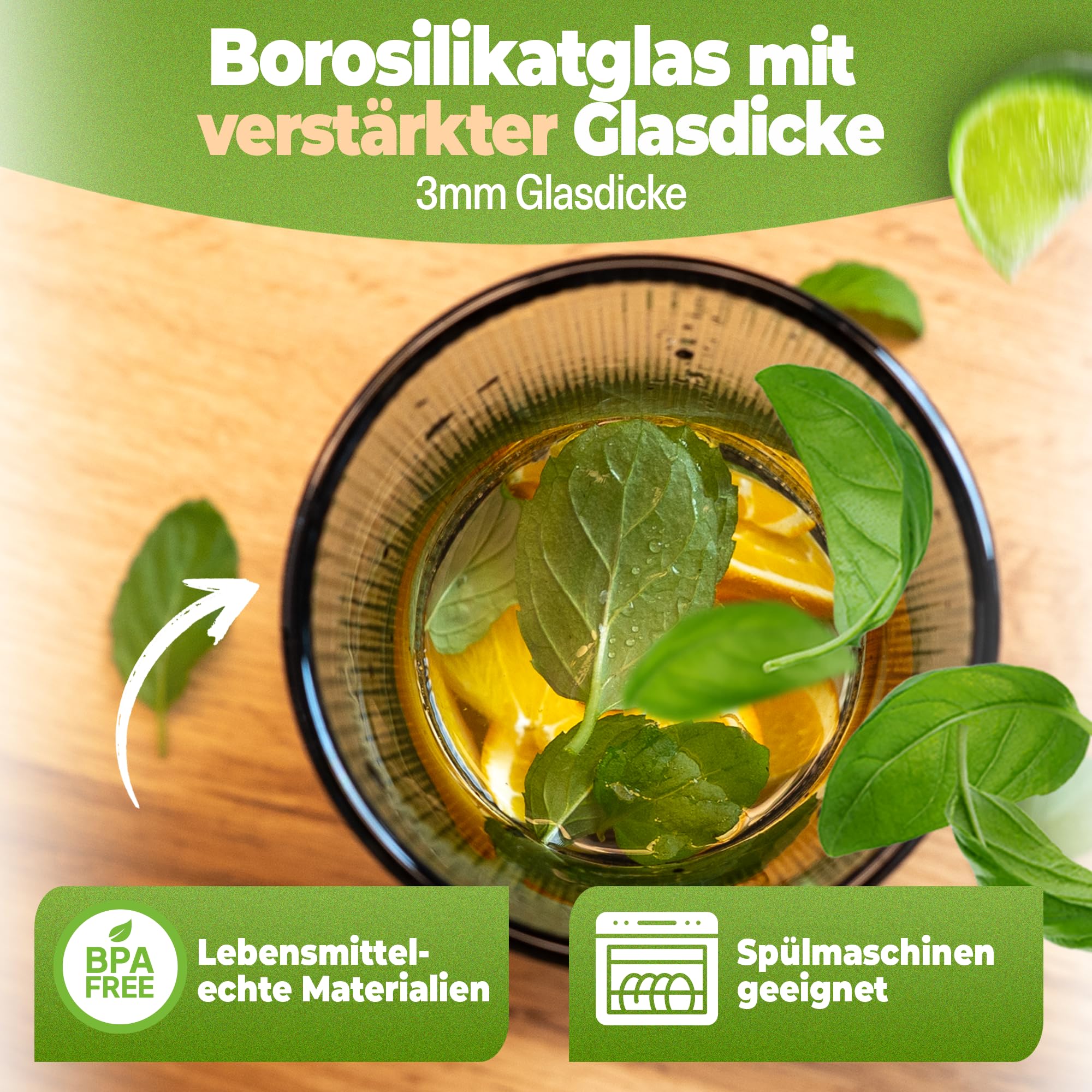 CLIDOR Caraffa per acqua con coperchio, 1 l, elegante barattolo per fumo, in vetro antigoccia, con coperchio in vetro borosilicato, elegante brocca per acqua con colino, ideale per liquido amniotico