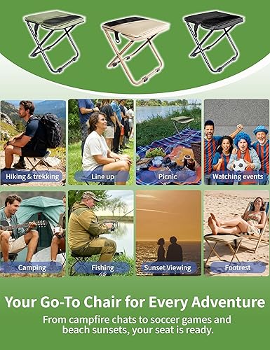 Miniatura 9 de COMELY Silla plegable portátil para exteriores Taburete de camping resistente para adultos, taburetes plegables ultraligeros compactos para pesca,