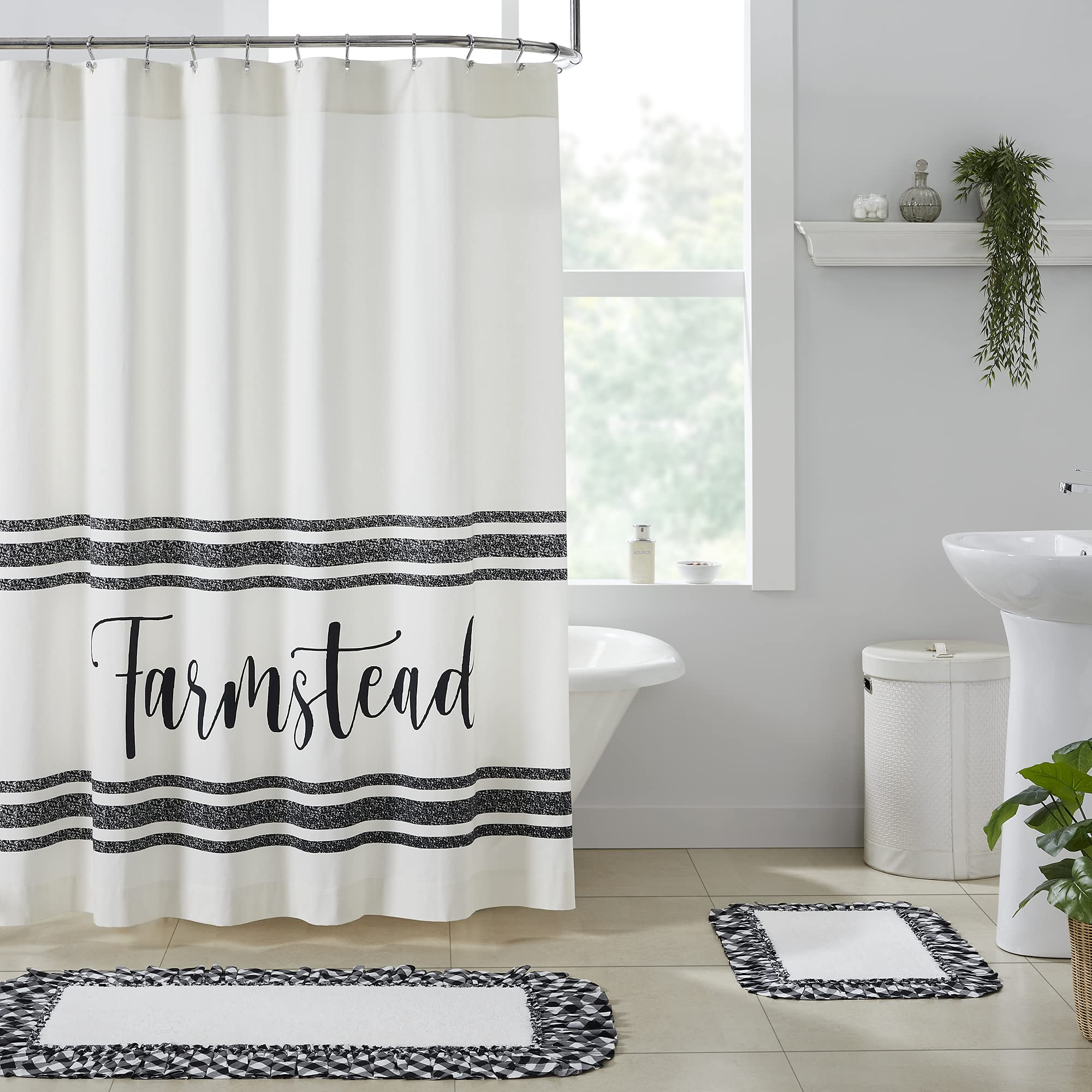 VHC Brands, Sawyer Mill 'Farmstead' Shower Curtain, Black, 72x72
