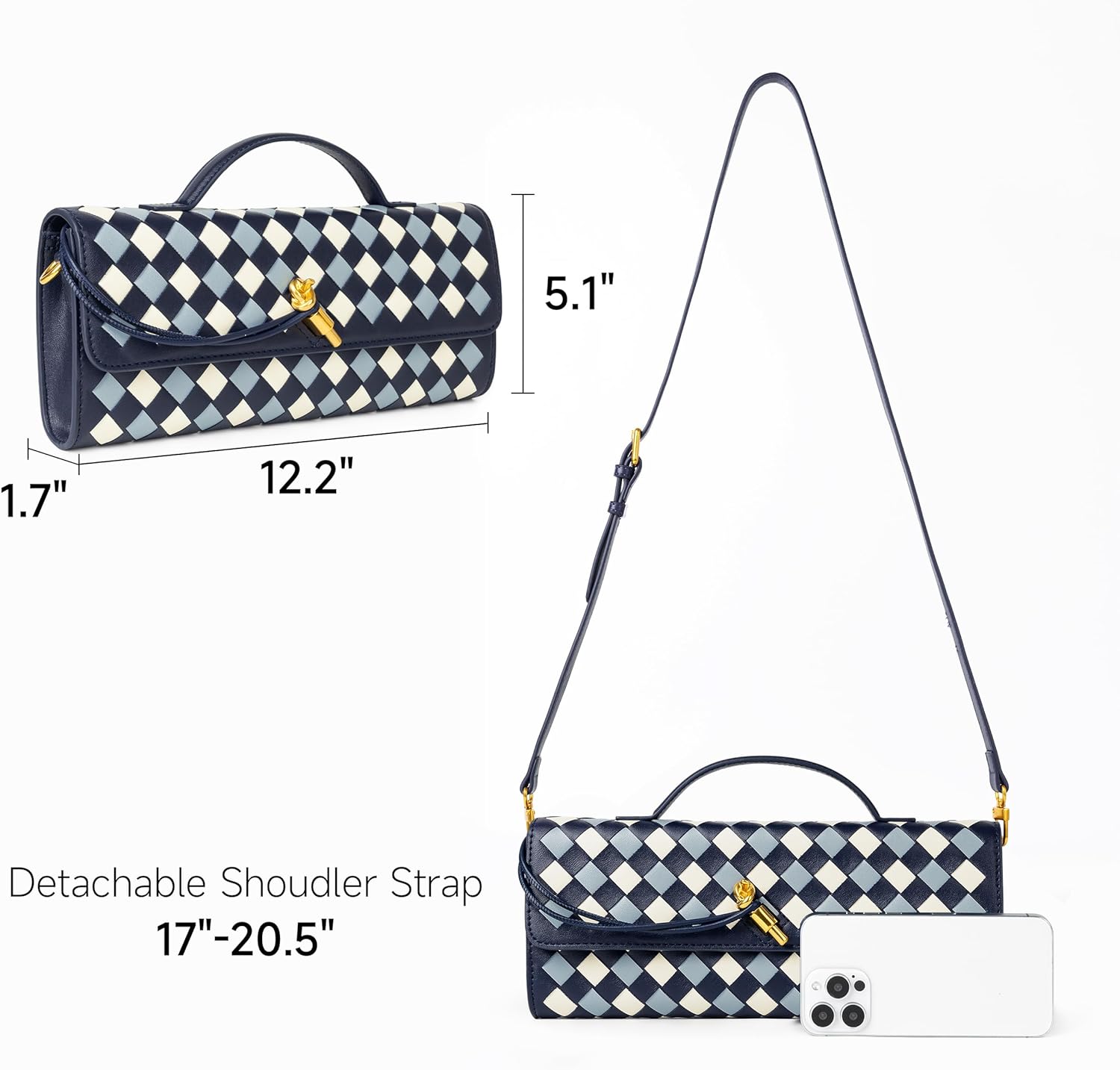 Joryin Woven Purse for Women Evening Clutch Woven Leather Handbags Crossbody Bag Purse Formal Evening Bag, Vegan Leather - Image 4