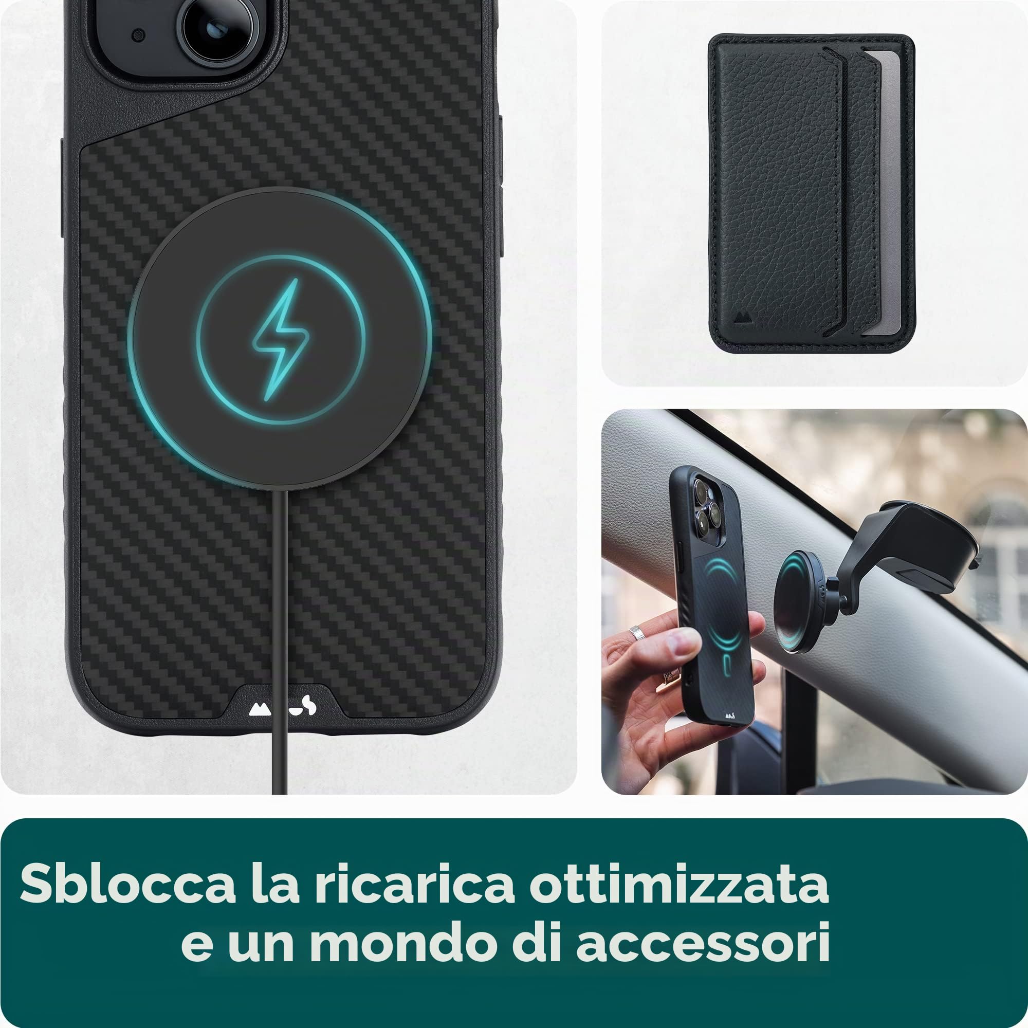 Mous per iPhone 14 Cover Compatibile con MagSafe - Limitless Fibra di Carbonio - Antiurto