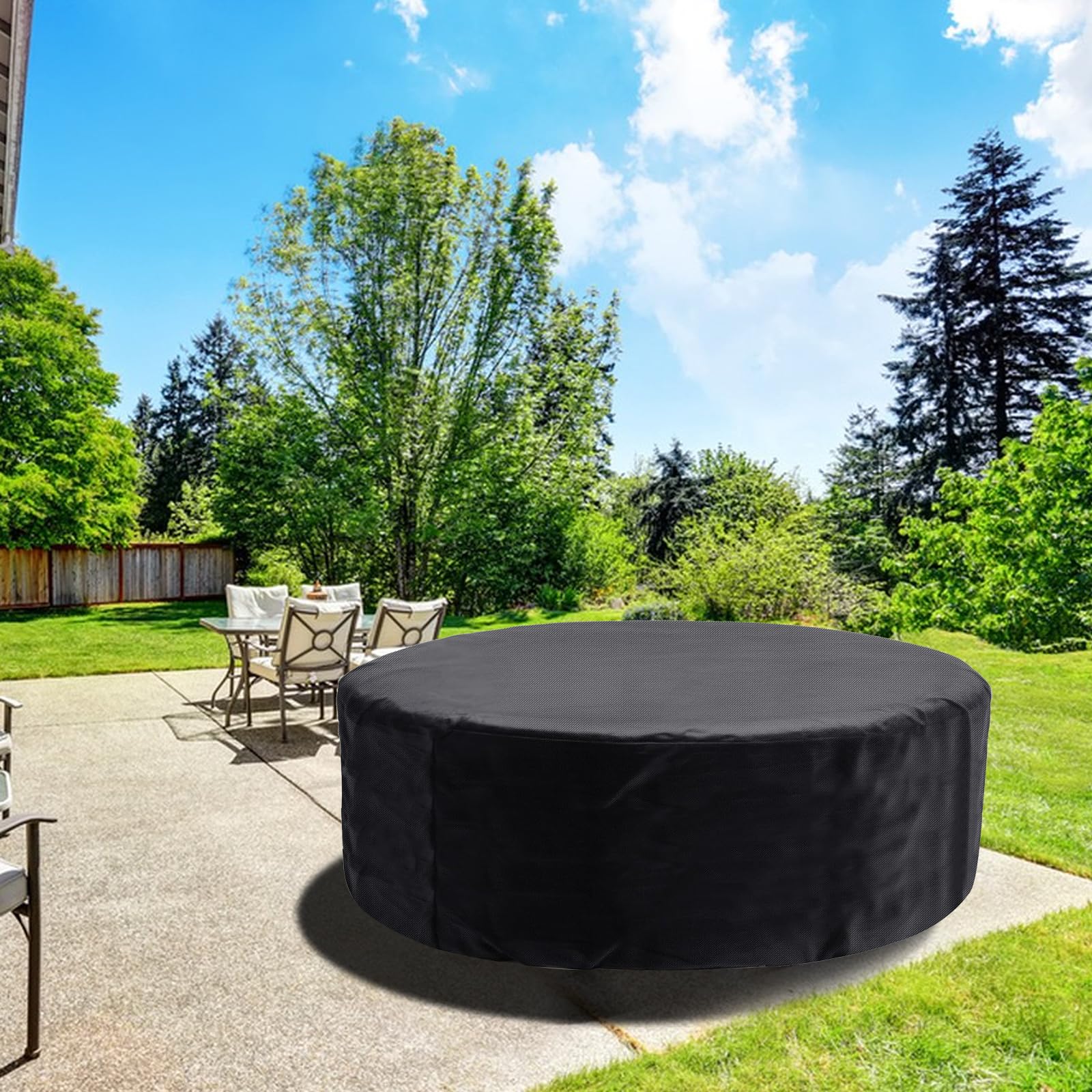 Couverture Ronde pour Bain à remous 190 x 70 CM-420D Résistant aux UV et imperméable, Couverture complète pour Bain à remous extérieur 4 Places (Portable)