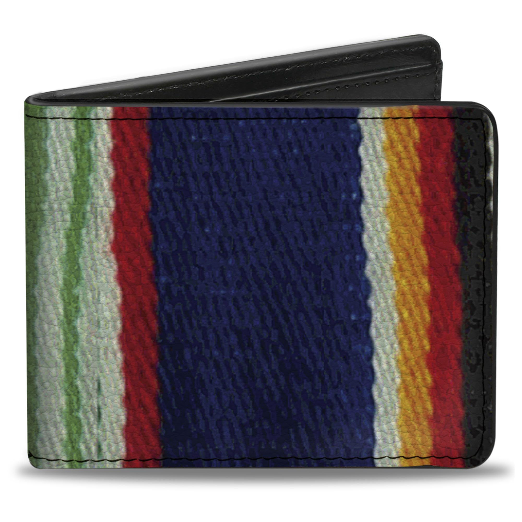 Buckle-Down Men's Wallet, Bifold, Zarape Vertical Multi Color Stripe, Vegan Leather, 4.0