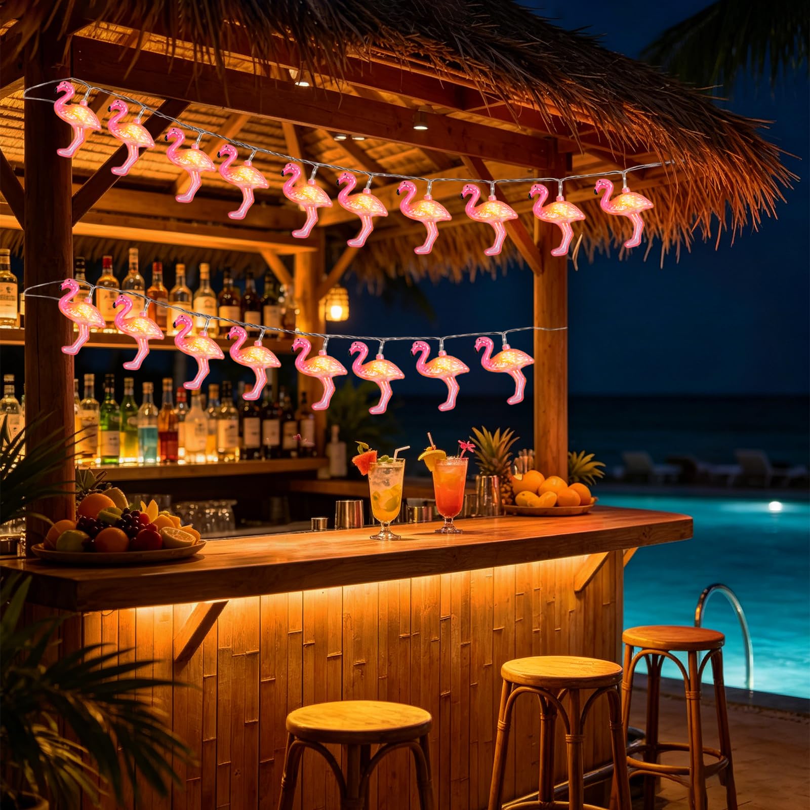 Guirnalda de Luces de Flamenco, 3m 20 LED Cadena de Luces de Flamenco, Guirnalda de Luces Tropicales de Verano, Guirnaldas Luminosa para Fiestas Hawaianas, Verano, Playa