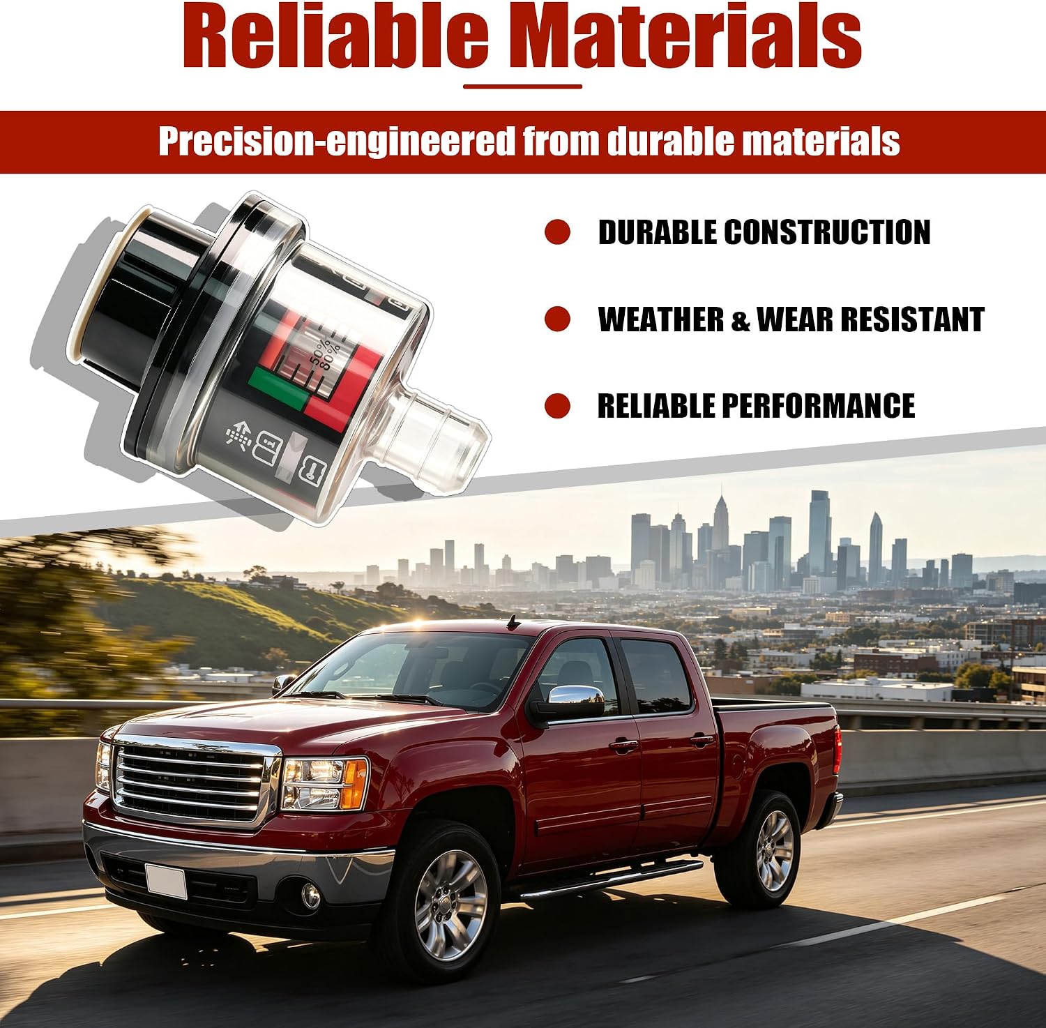15073765 Air Cleaner Restriction Indicator For GMC Sierra Yukon Envoy For Chevy Silverado Suburban Tahoe Trailblazer Avalanche For Cadillac Escalade 1999-2008,Replaces 15044878 25176529 25164202