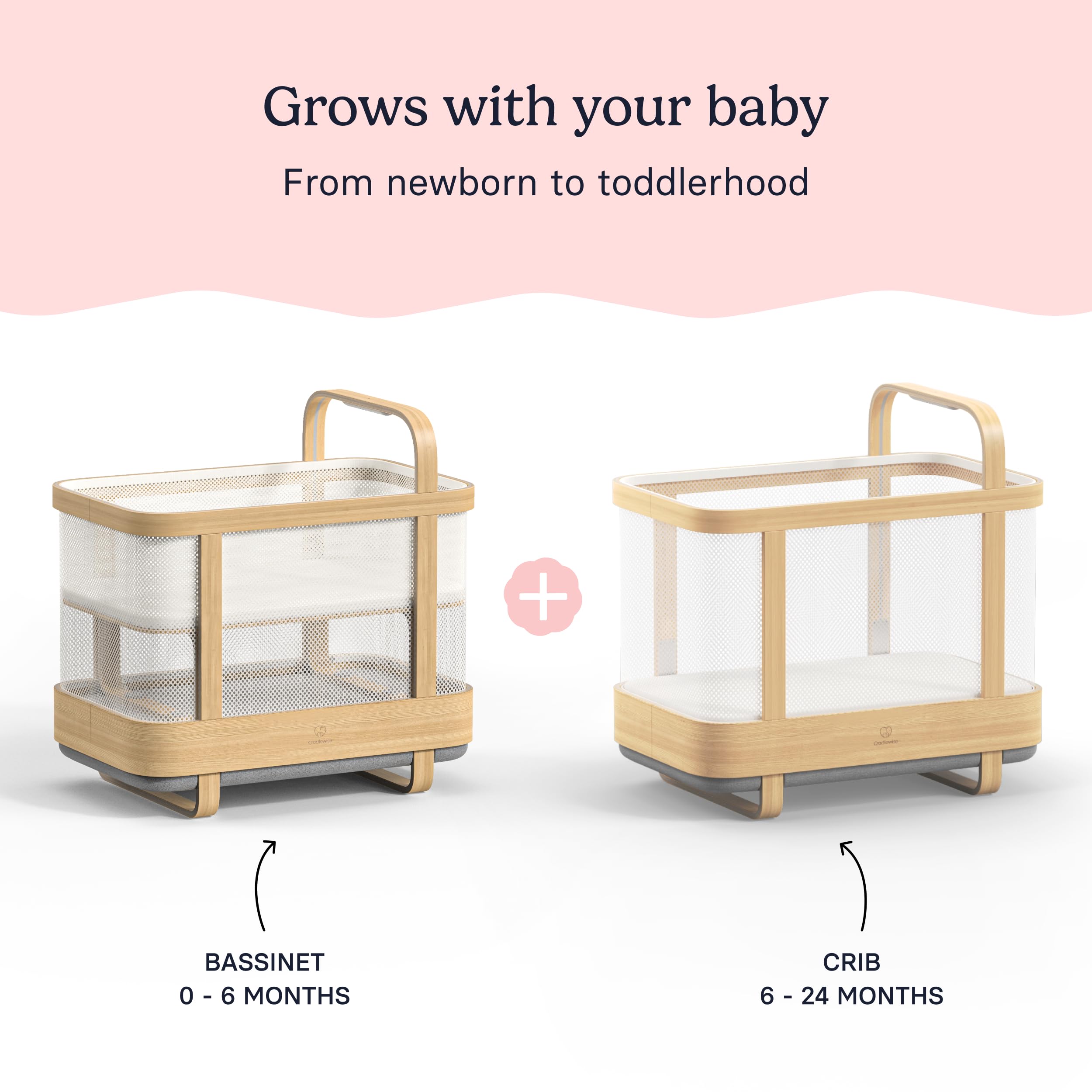 All-in-One Convertible Smart Bassinet and Crib with Built-in AI Baby Monitor Sound Machine and Auto-Soothing Bounce for Baby Sleep | 0-24 Months product thumbnail 5