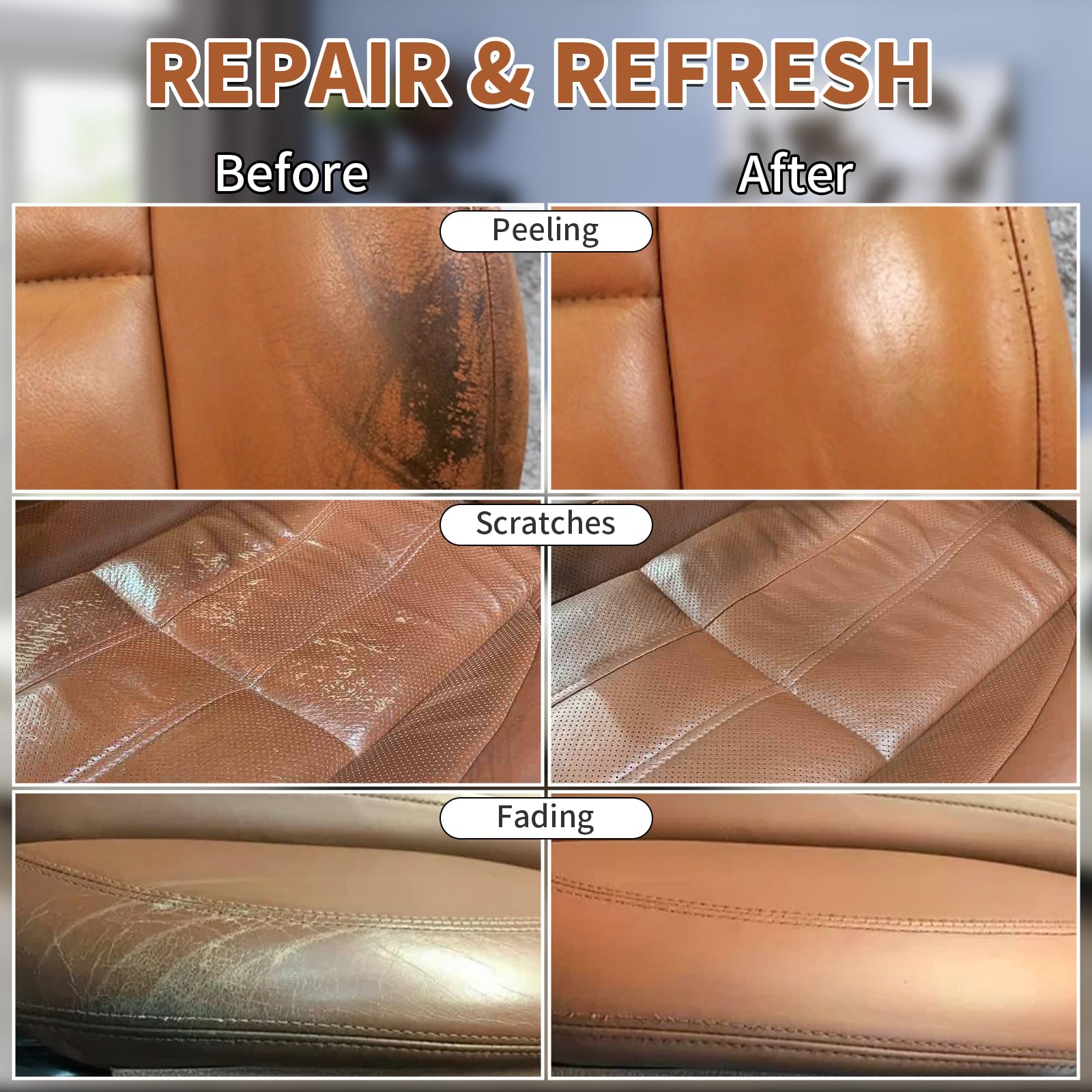 Light Brown Leather Recoloring Balm,8.5oz Leather Sofa Scratch/Stain Remover,Leather Repair kit for Vinyl Furniture and Car Interior,Leather Dye Paint for Scratched and Faded,Leather Color Restorer — view 3
