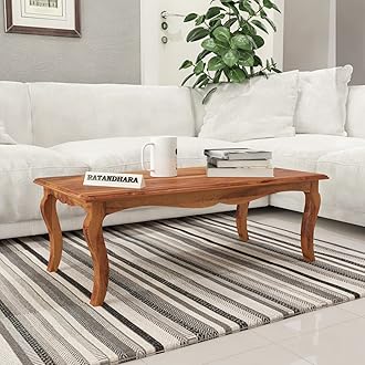 RATANDHARA FURNITURE Solid Sheesham Wood Wooden Centre Table Coffee Table Center Table Teapoy for Living Room Wooden Home Furniture (Honey Finish, Large)