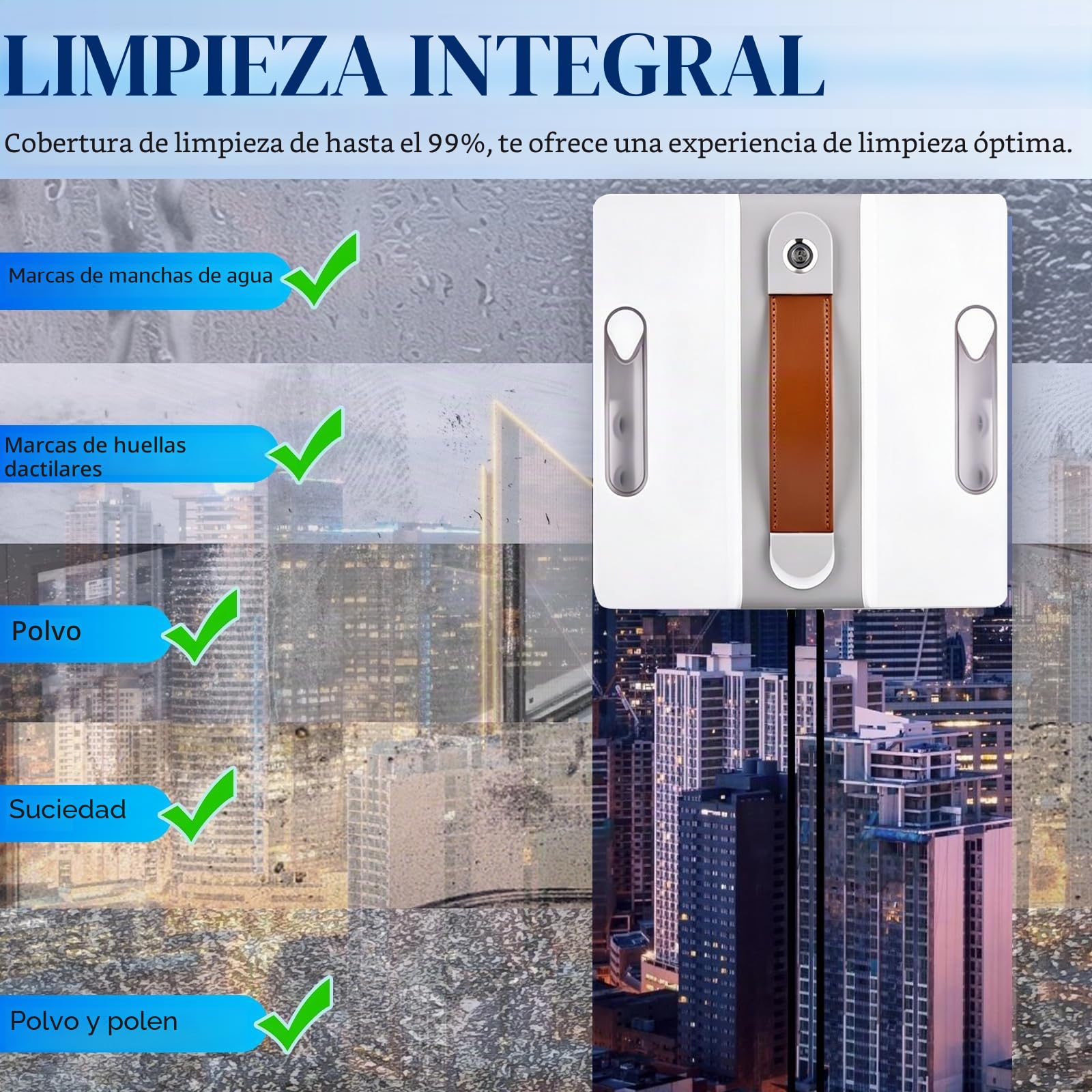 Robot Limpiacristales, 3500pa Limpia Cristales Electrico Ventanas con Mando, 3 Modos Limpieza,Navegación Inteligente,6 Paños de Limpieza, Limpiacristales Electrico para Ventanas, Espejos y Azulejos