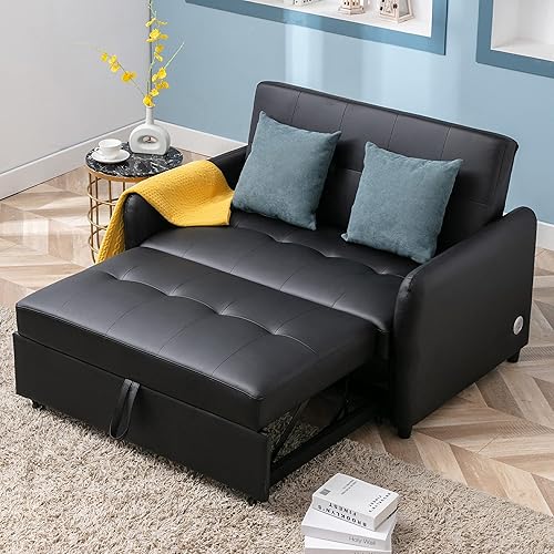 Miniatura 8 de Merax Moderno sofá cama extraíble con 2 bolsillos laterales para mesa de ala y carga USB, sofá biplaza de 41.5 pulgadas con respaldo ajustable para