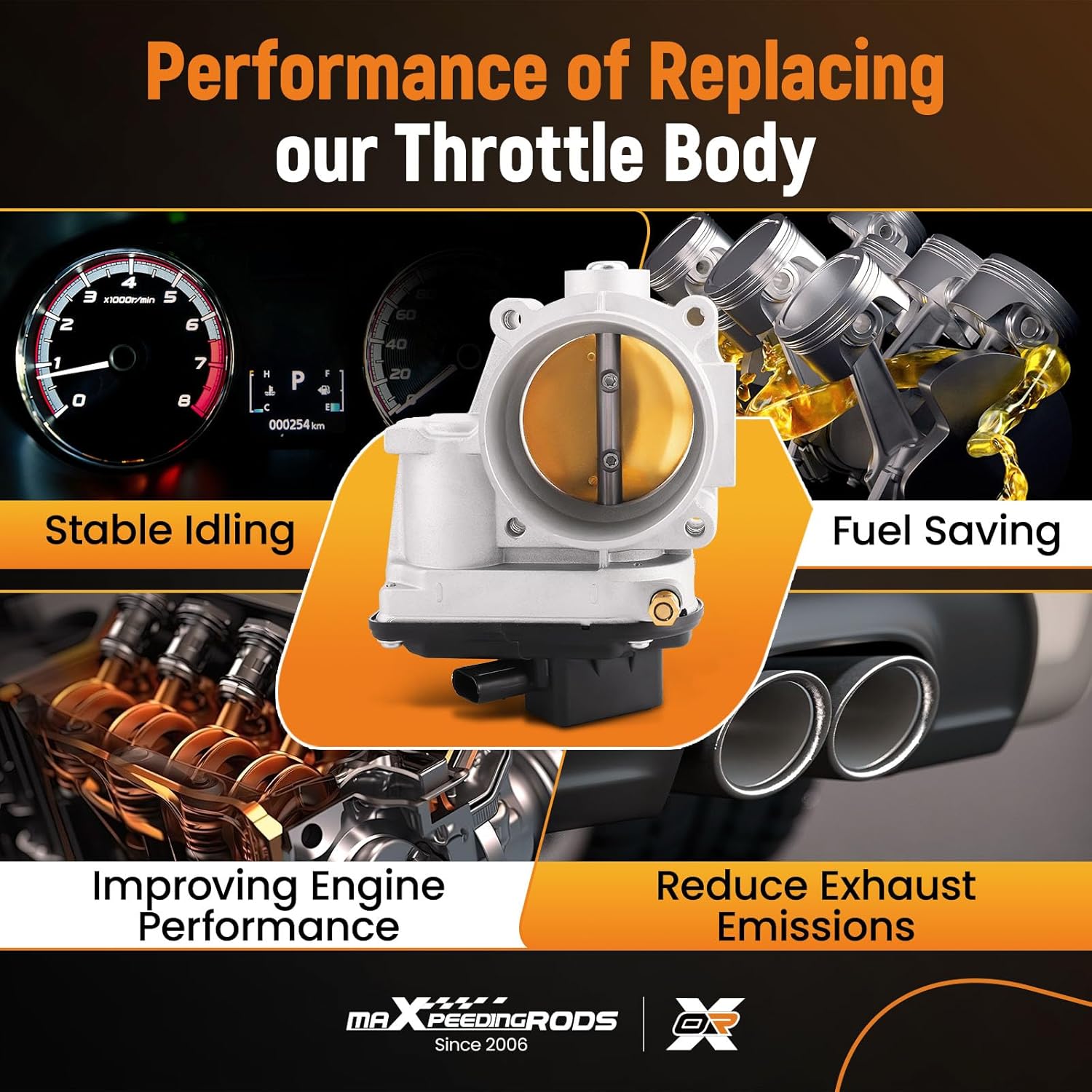maXpeedingrods Electronic Throttle Body for Ford E150 E250 Edge F150 Fusion Flex Taurus, for Lincoln MKS MKT MKX MKZ 2007-2012, S20040 67-6010 7T4Z-9E926-FA