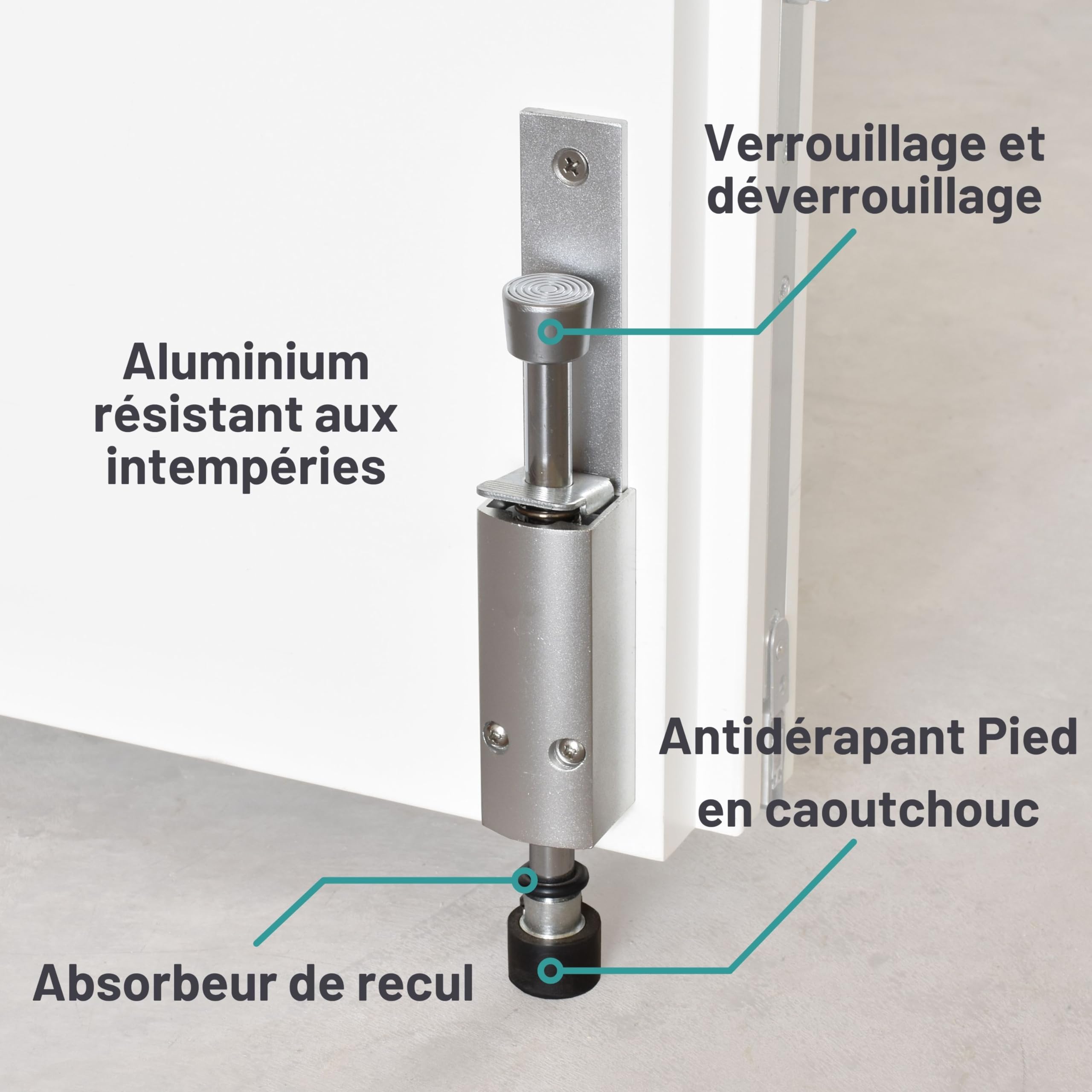 D&D Living® Arrêt de Porte - Kick&Fix Support de Porte pour Intérieur & Extérieur avec Commande au Pied - robuste | résistant à la rouille | antidérapant