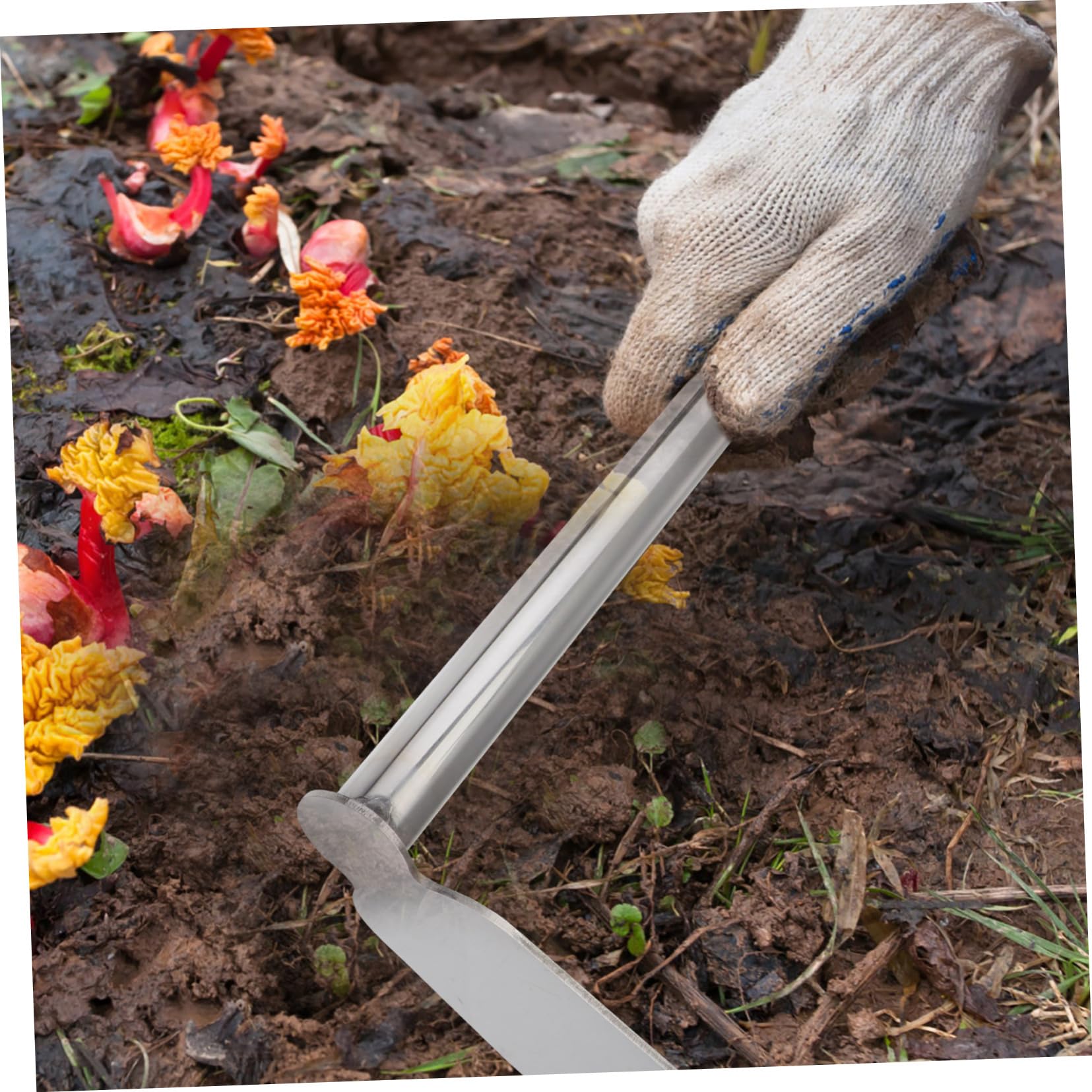TOYANDONA 2 Piezas Azada de jardinería azada portátil Herramienta de jardinería Equipo de jardinería azada pequeña azada de Mano Plantar azada Acero Inoxidable Silver