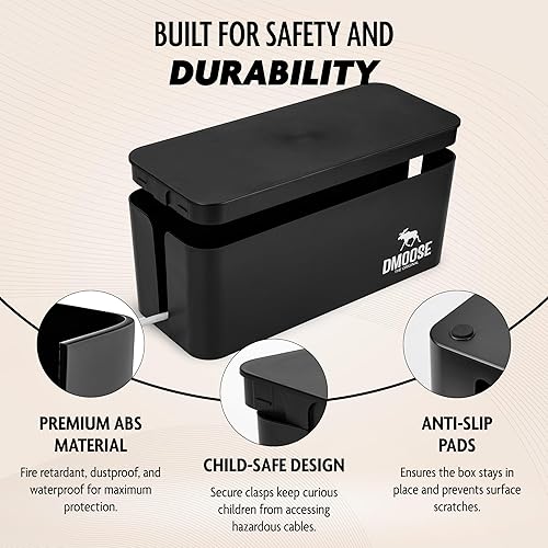 Miniatura 4 de DMoose Caja de Gestión de Cables - Paquete de 2 Organizadores de Cables Medianos y Grandes para Escritorio y Piso, Caja Organizadora de Cables para