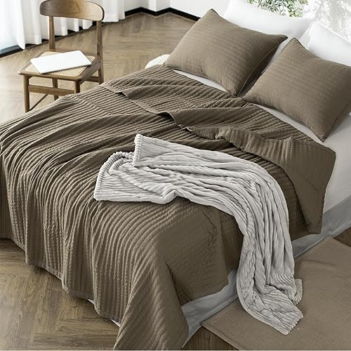 Miniatura 4 de KASENTEX Juego de colcha de microfibra alternativa de plumón blanco, lavable a máquina, colores sólidos, matrimonialqueen, 2 fundas de almohada,