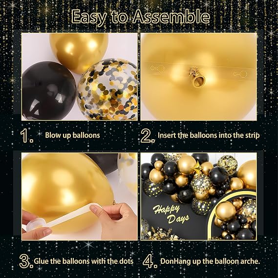 AivaToba 126PCS Black and Gold Balloon Arch Kit 2026 Party Decoration