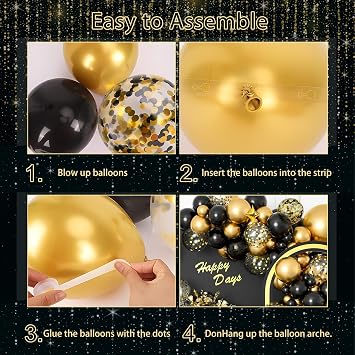 AivaToba 126PCS Black and Gold Balloon Arch Kit 2026 Party Decoration
