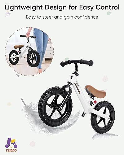 Miniatura 5 de KRIDDO Toddler Balance Bike 2 Year Old, Kids Balance Bike for 2-5 Years Old, Dual Bearing for Smoother Riding, Adorable Plate, Adjustable Seat and