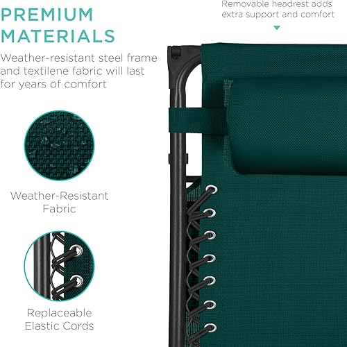 Miniatura 182 de Best Choice Products Silla reclinable plegable de gravedad cero para exteriores, de patio, para salón al aire libre, con toldo ajustable, Bandera