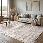 OLANLY Modern Abstract Area Rug Soft Washable Rug Low Pile Non-Slip Carpet | Beige, 5x7 Area Rug, Soft Underfoot, 3mm Sponge Cushion, Large Rugs for Living Room Bedroom Dining Room Home Office