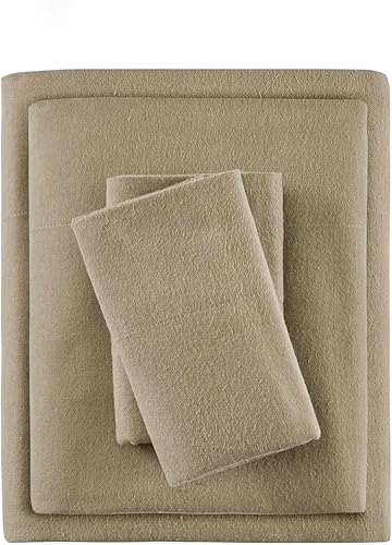 Miniatura 1 de Sleep Philosophy - Juego de sábanas True North de franela de 100% algodón, sábanas bonitas y ultrasuaves para clima frío, diseño unicolor, tamaño