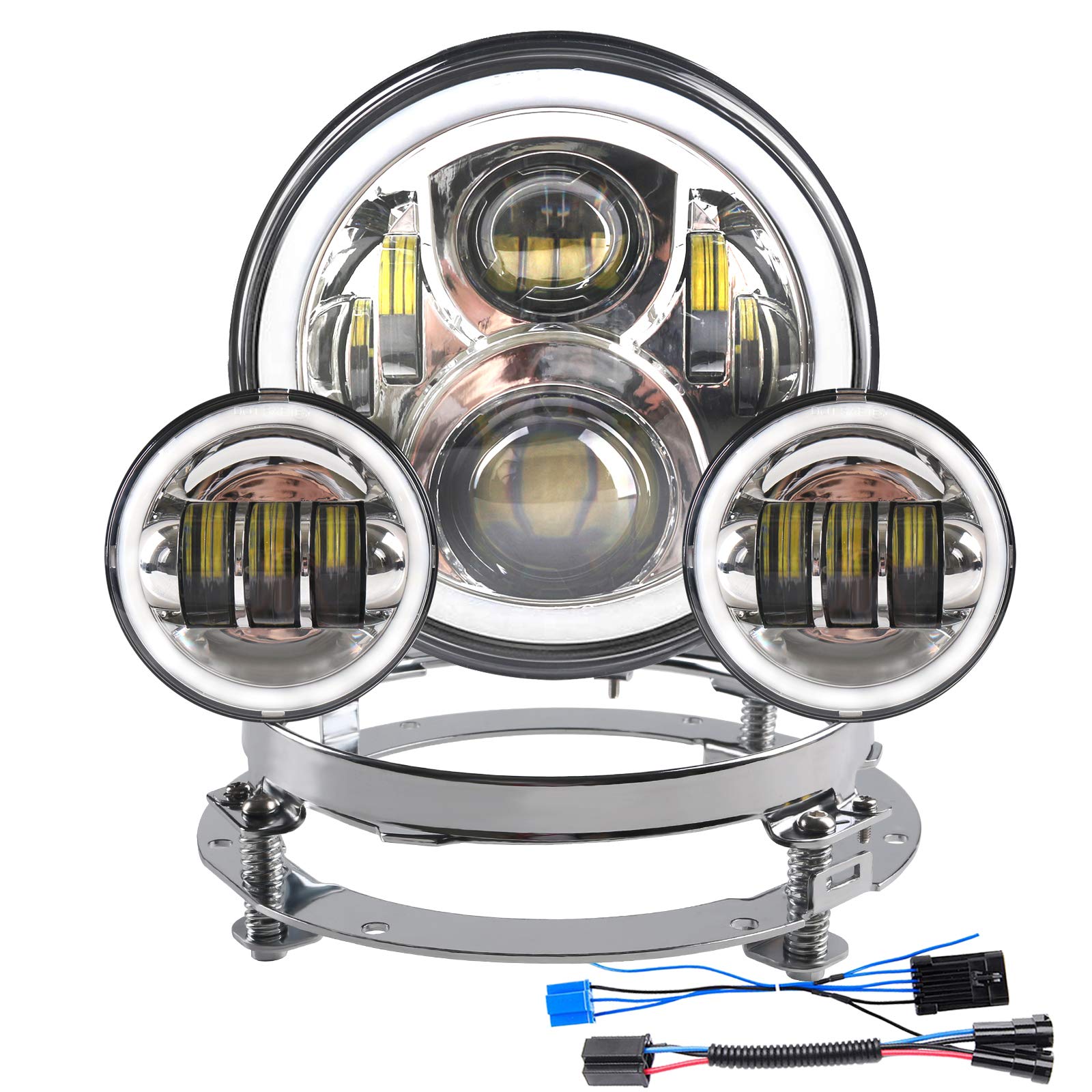 Amazon.co.jp: 7インチLEDヘッドライト ホワイト/アンバーハローリング