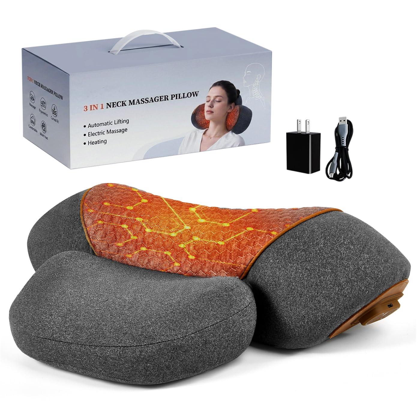 Photo 1 of Upgraded Neck Massager Pillow, 3-in-1 Neck Massager, Traction Massage with Heat, Neck Pillow for Shoulder Pain, Deep Tissue Pain Relief, Rechargeable TheraPillow, Gifts for Mother