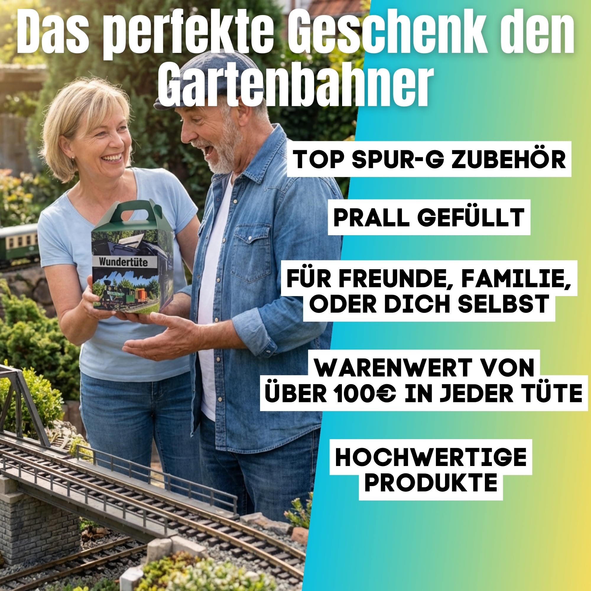 Wundertüte mit Basic Spur-G Zubehör - Geschenk für Gartenbahn Überraschungsbox mit Spur-G Zubehör für Gartenbahn Modelbahn - Spur G Gartenbahn