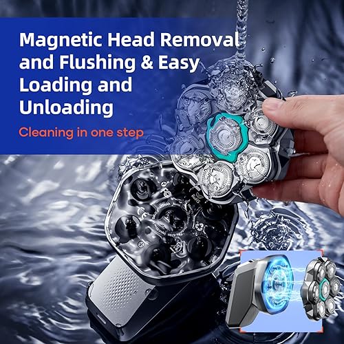 Miniatura 8 de kensen - Afeitadoras de cabeza 7D para hombres calvos, afeitadora eléctrica de doble velocidad, máquina de afeitar eléctrica de larga duración IPX6,