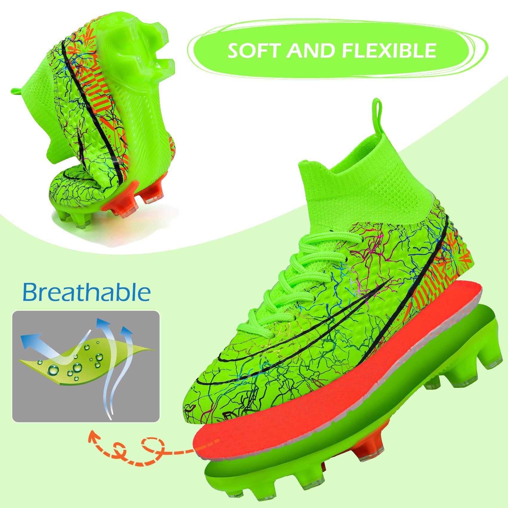 PiDaGlobal Scarpe da Calcio Bambini e Ragazzi Tacchetti da Professionali attività all'aperto Scarpe per Competizioni e Allenamento Scarpe da Calcetto per Adolescenti