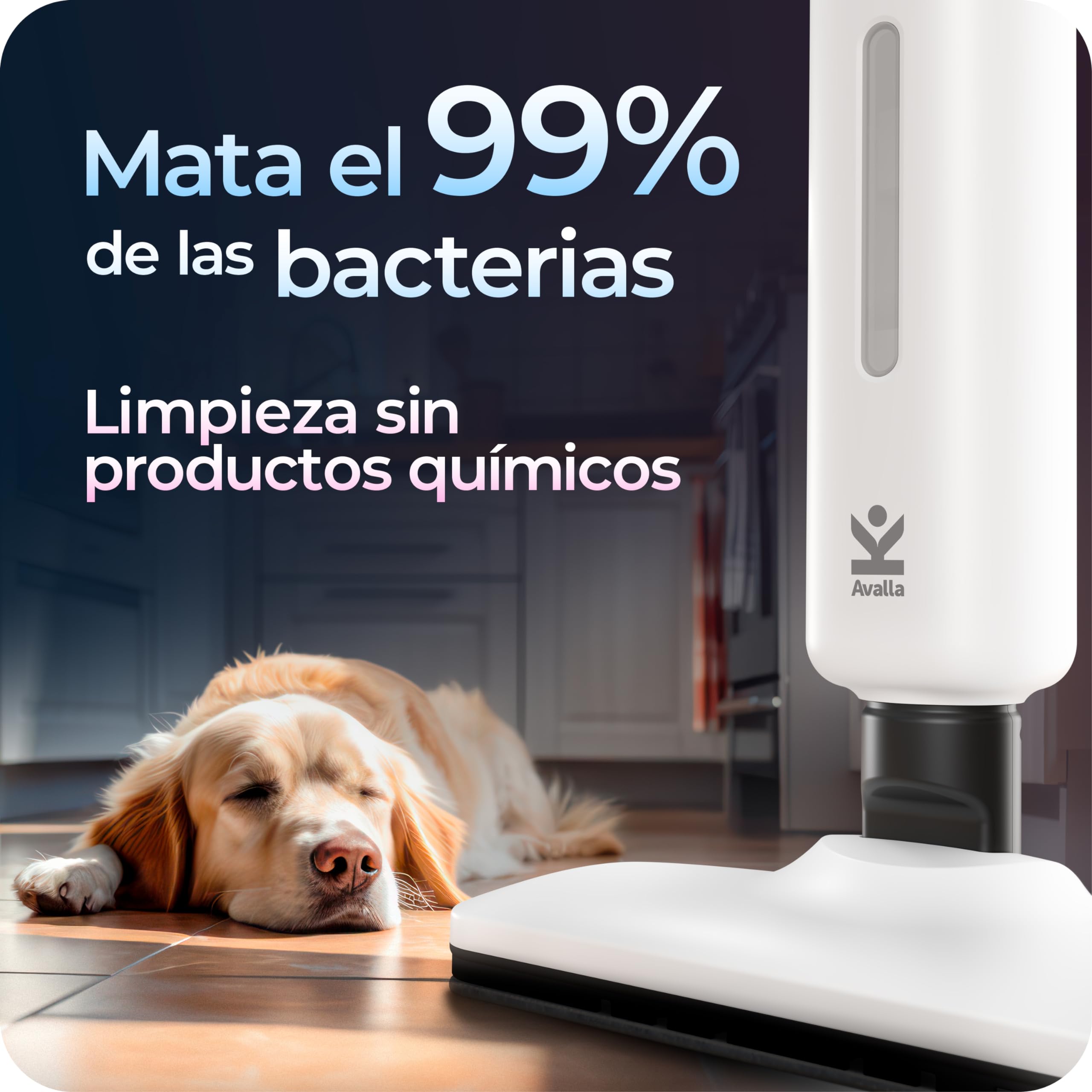 Avalla T-20 Mopa de Vapor de Alta Presión, Triplica la Potencia de Limpieza, Calentamiento Rápido de 15s, Impulso de 120°C, Depósito Grande de 500ml (Blanco)