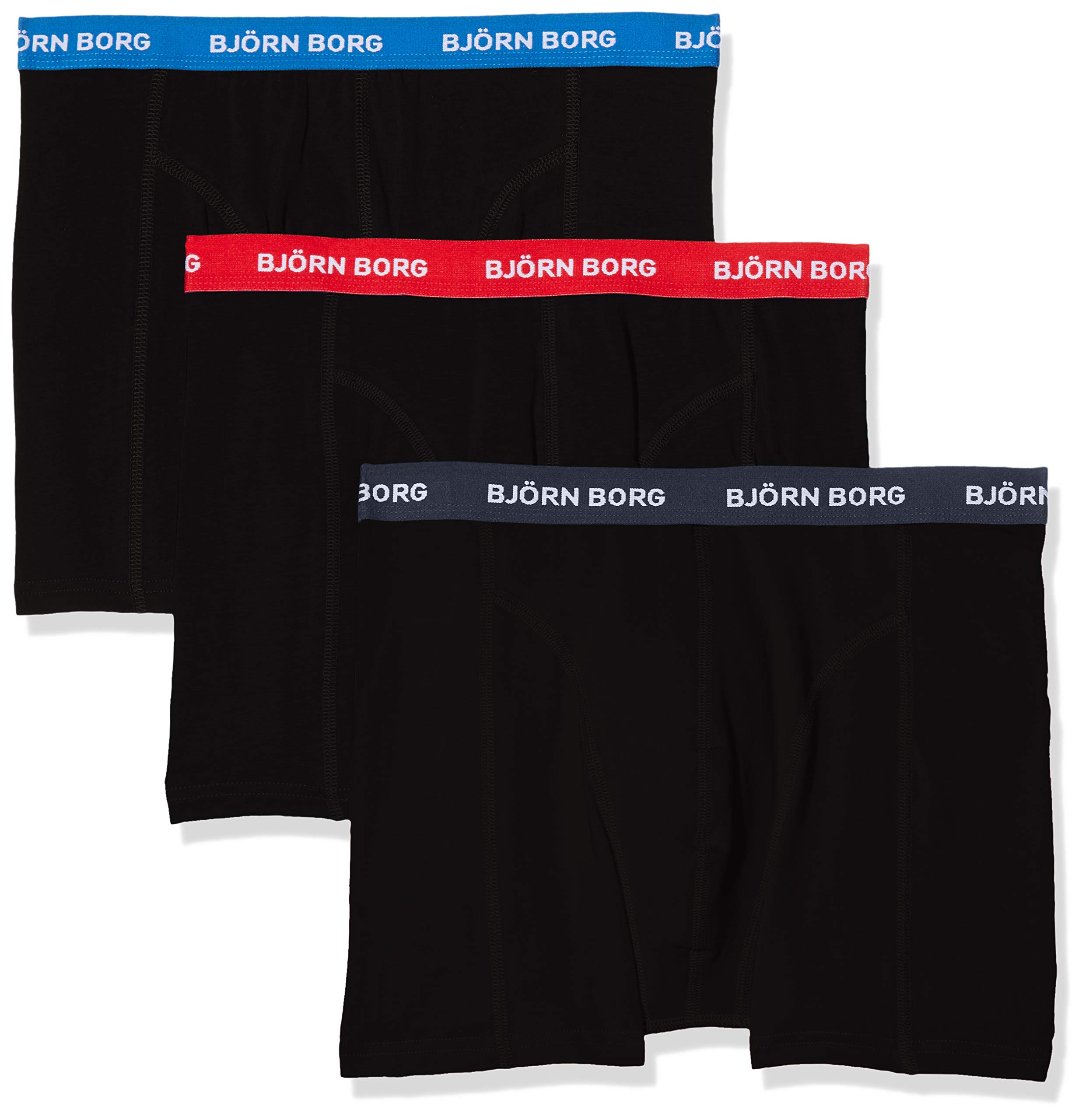 BjöRn Borg Pantaloncini Sammy Contrast Solid Boxer, Nero, L (Pacco Da 3) Uomo-image