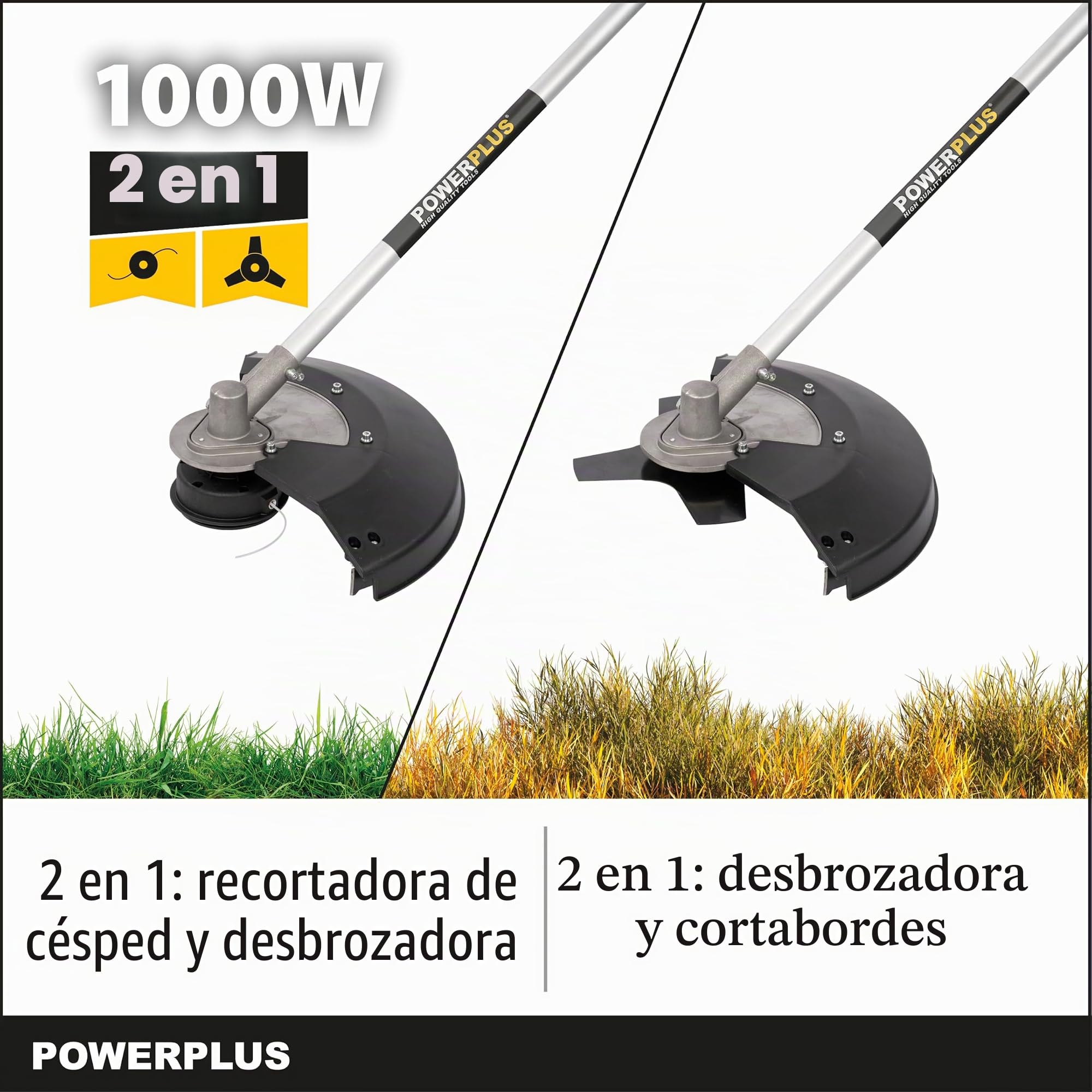 Power Plus Desbrozadora POWXG30405-1000W - 1 000 W, 2-en-1 Desbrozadora y cortabordes