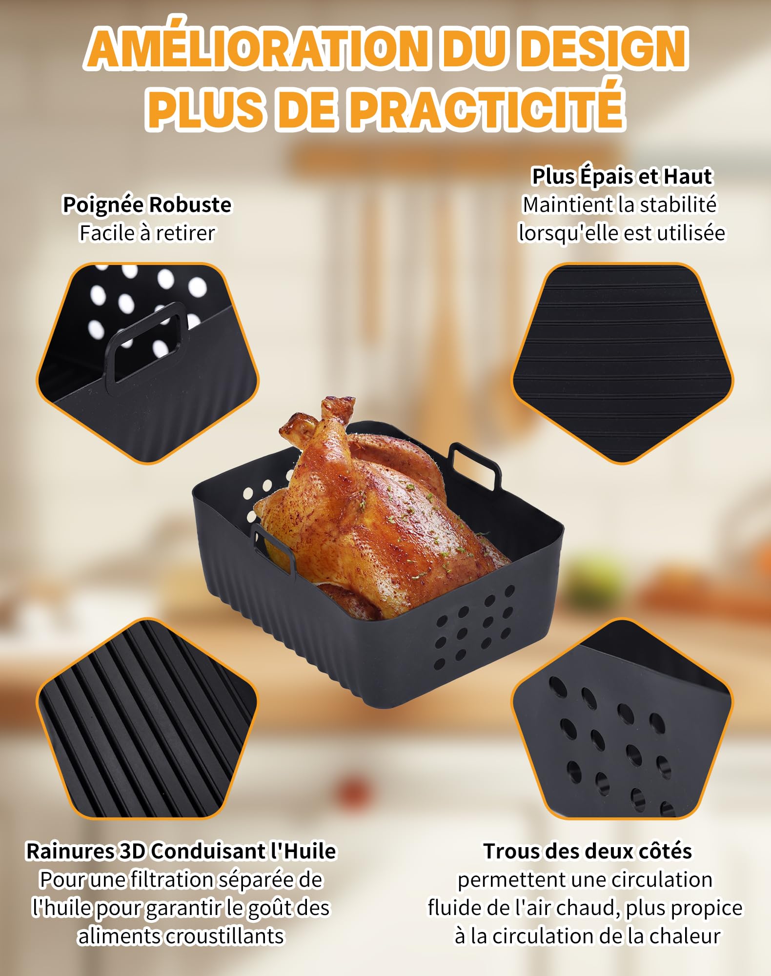 Stampo In Silicone Per Friggitrice Ad Aria – Compatibile Ninja Double Stack, Innsky, Princess – Fori Laterali Per Cottura Uniforme