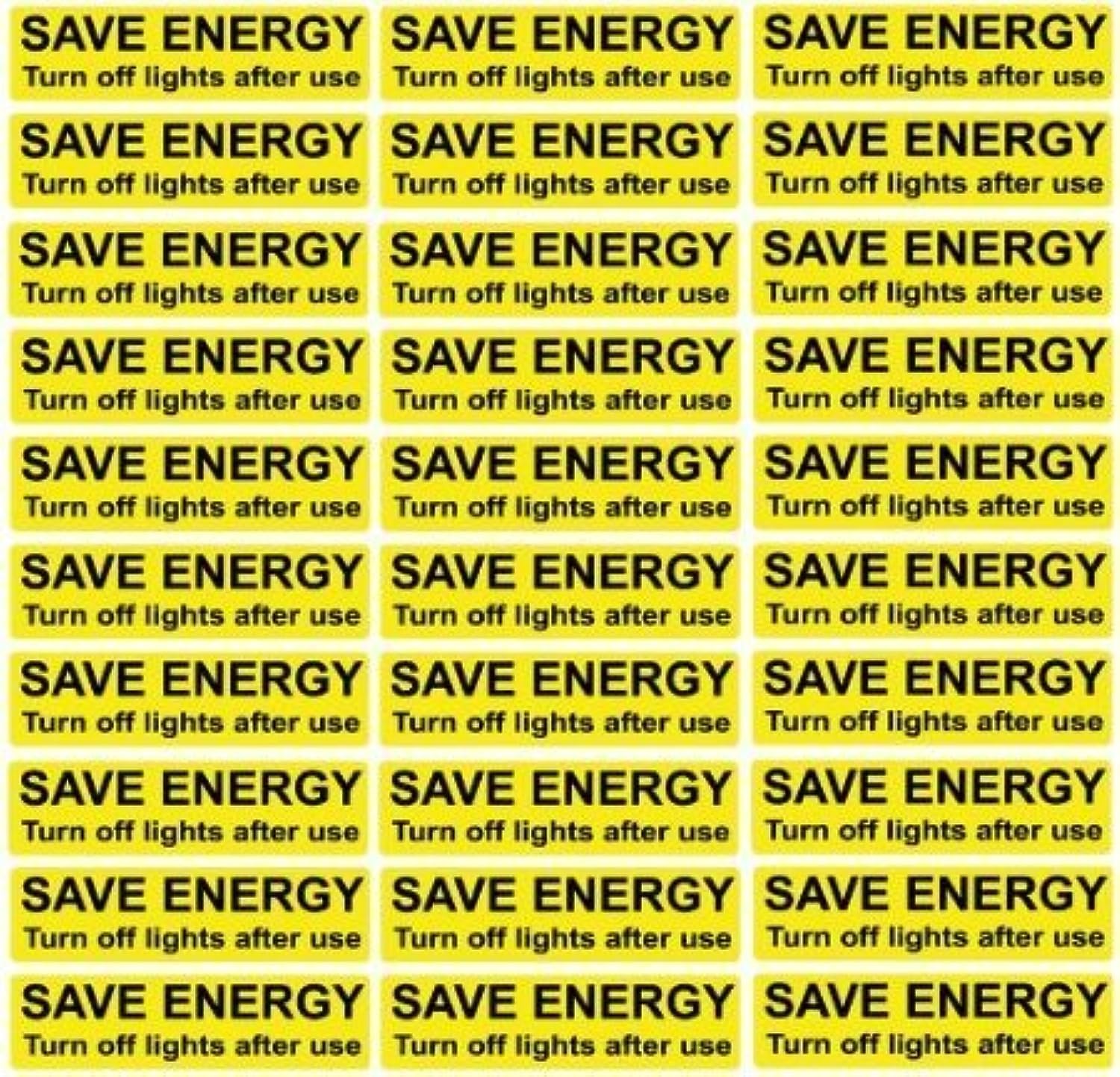30x Save Energy Turn Off Lights - 'Black and Yellow' Light Switch Stickers Decals 7cm x 2cm