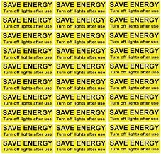 30x Save Energy Turn Off Lights - 'Black and Yellow' Light Switch Stickers Decals 7cm x 2cm