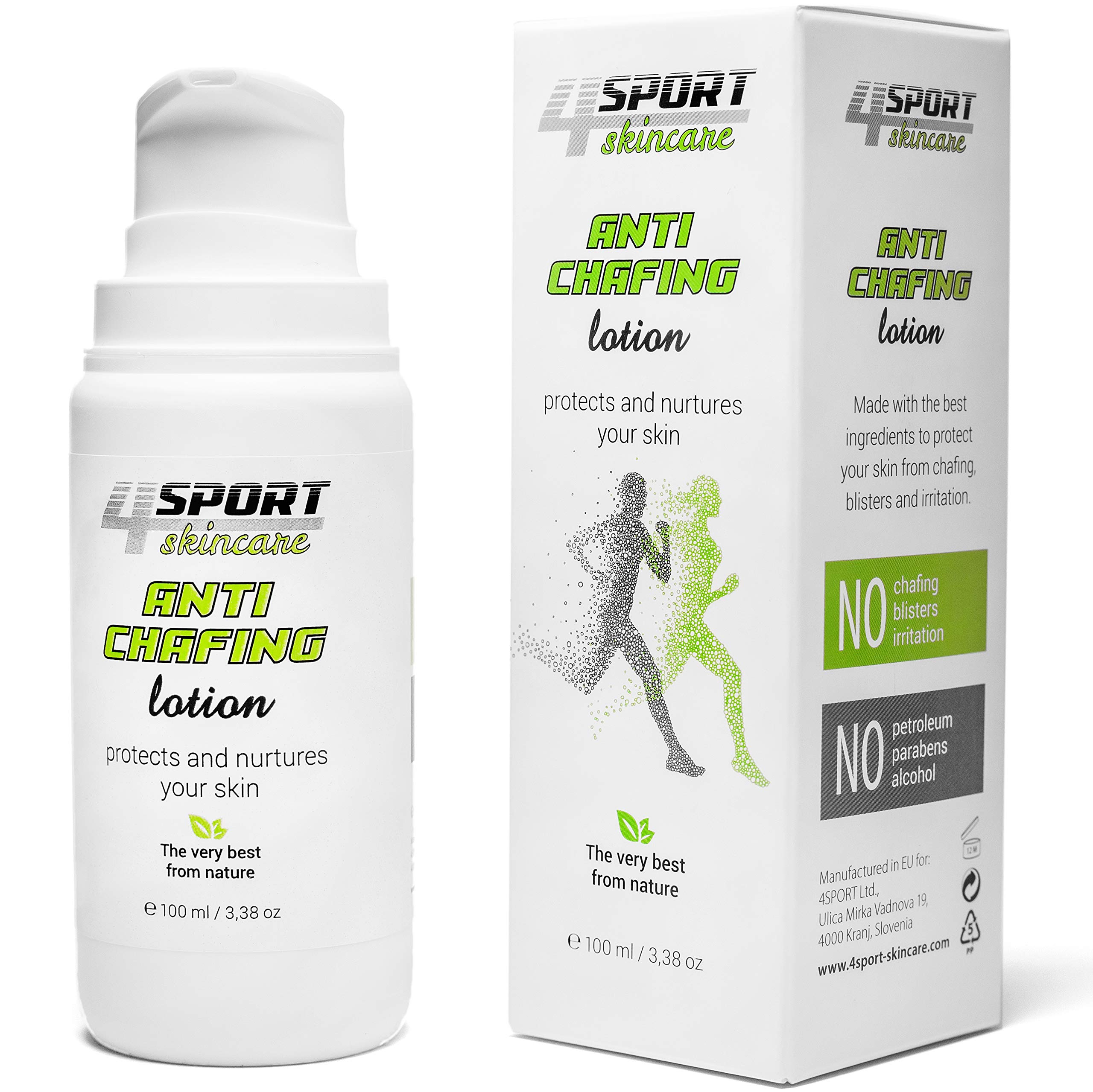 4Sport Anti Chafe Lotion 3.38 ounce - Thigh Chaffing Protection - Friction Proof Skin with the Help of a Breathable Moisture Barrier - Safe Clinically Tested Lanolin Formula with Natural Ingredients