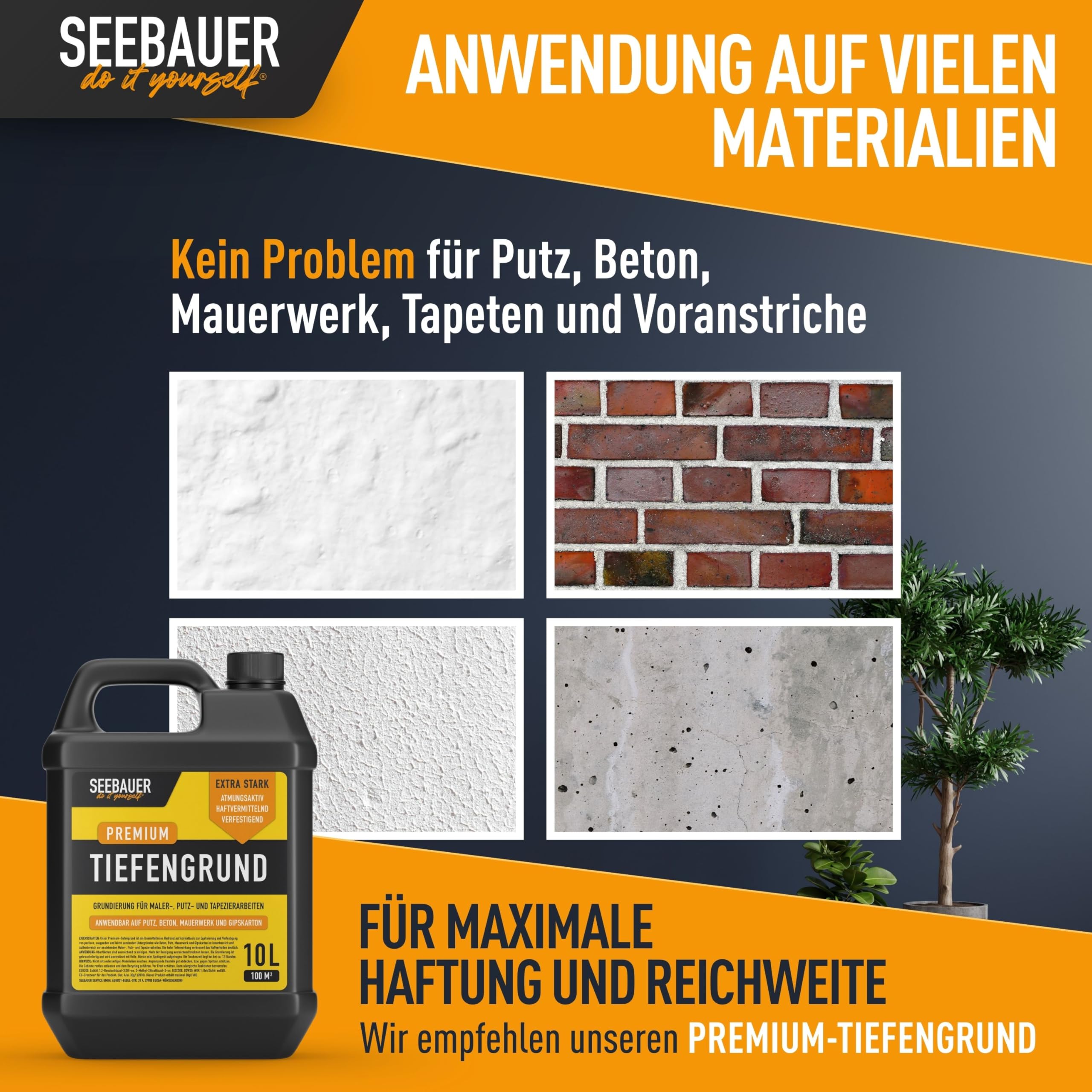 Latexfarbe Schwarz für Innen 5L (No. 100 Black Pearl) - Seidenmatte Innenfarbe für Putz, Beton & Mauerwerk - Abwaschbare Wandfarbe für Küche & Bad