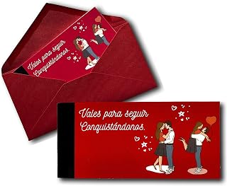 Talonario Romántico Para Parejas con Cheques en Blanco para Regalar – Regalo Original Enamorados Aniversario Novios Cumpleaños San Valentín – 20 Vales para Conquistarnos más 5 Para Personalizar.