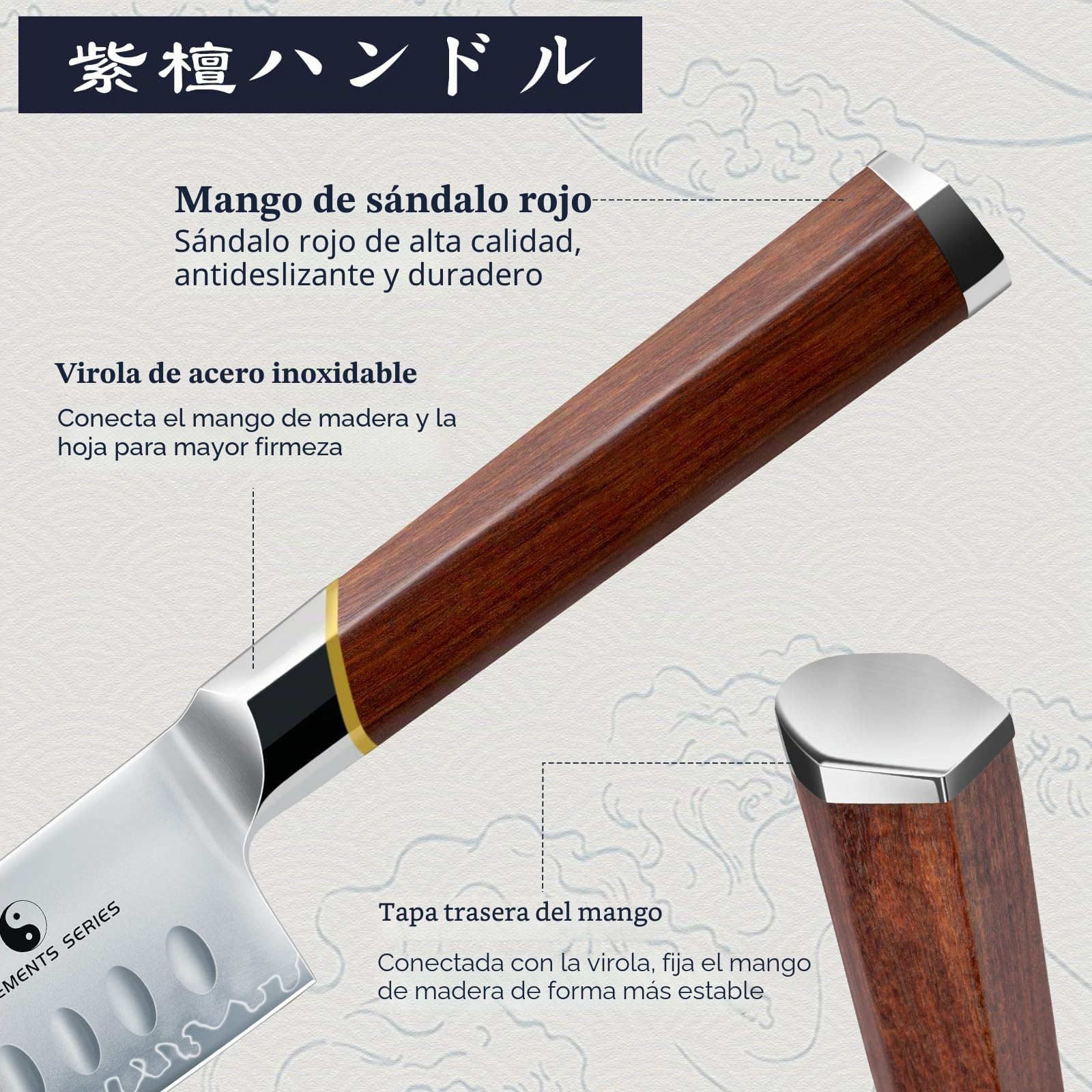 HOSHANHO Cuchillo Santoku profesional japonés de acero al carbono de 7 pulgadas, cuchillo de cocina afilado con mango ergonómico de sándalo rojo, caja de regalo | Cuchillo Santoku de acero rico en carbono, cuchillo de chef profesional con mango ergonómico