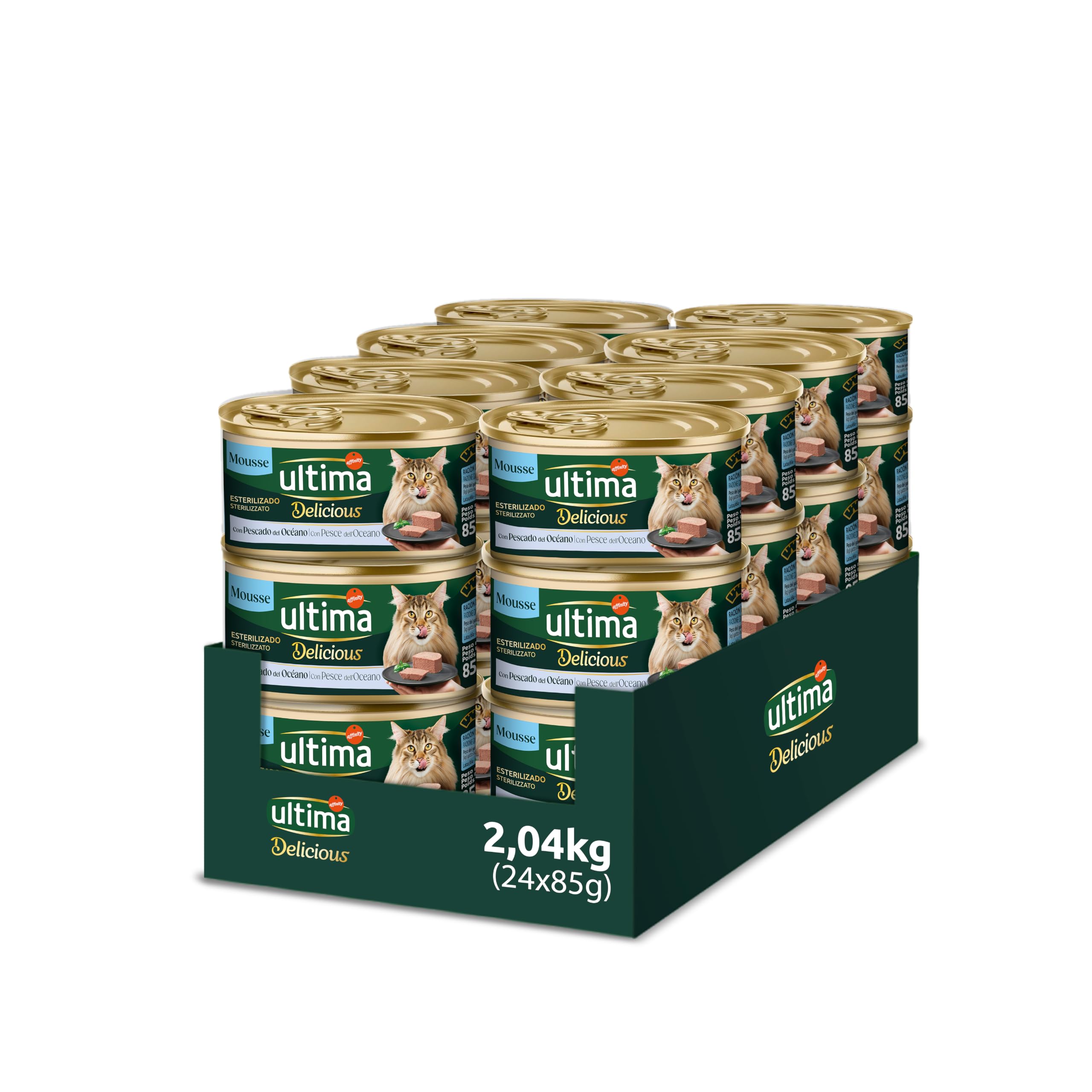 Ultima Fit & Delicious Comida Húmeda para Gatos - Mousse con Pescado del Océano: 24 latas de 85g
