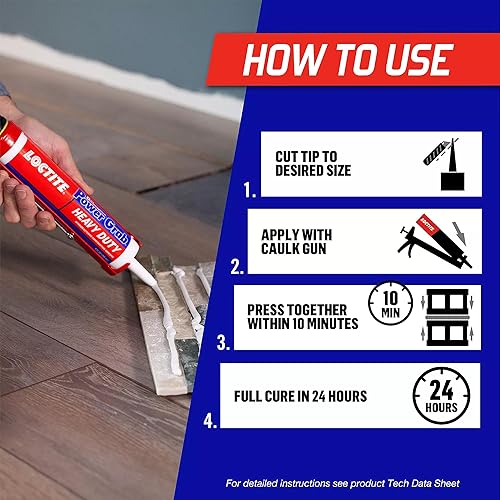 Miniatura 2 de Loctite Power Grab Express - Adhesivo de construcción resistente, pegamento de construcción versátil para madera, pared, azulejos, tablero de espuma