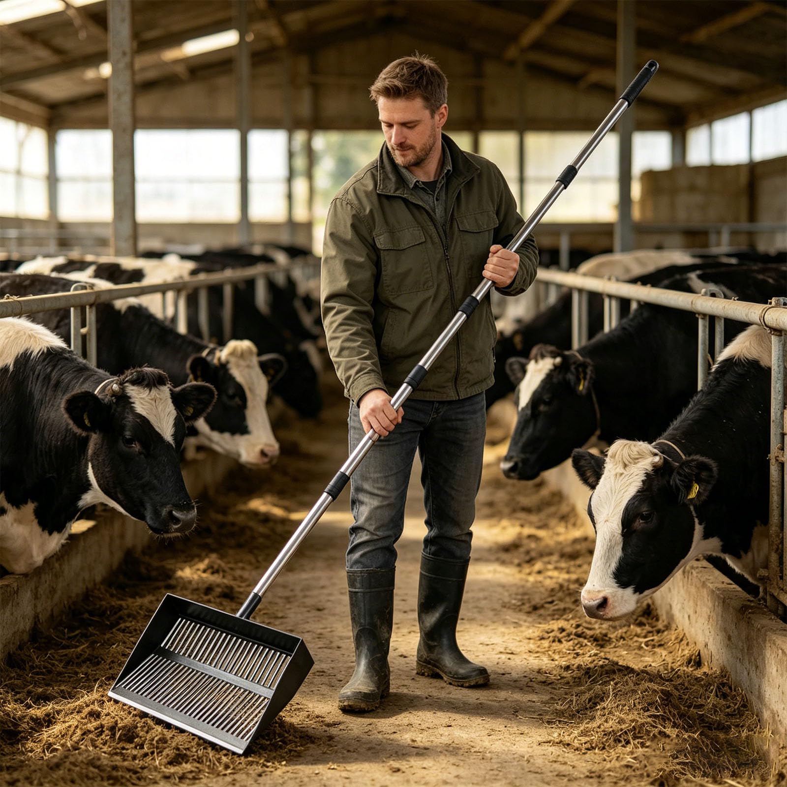 Extra Large 38 Cm Robusto Acciaio Fattoria Strumento per Efficace Pascolo e Campo Manutenzione Ampia Pala Agricola Pala Agricola Strumento Stabile Permanente Metallo Manico Regolabile