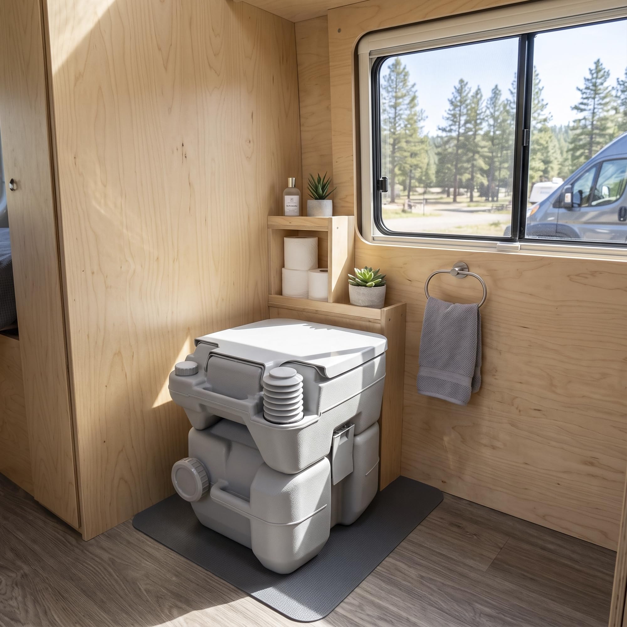 Outsunny Toaleta kempingowa 20L z WC i zbiornikiem spłuk.-ściek. Szary | WC kempingowe, Toaleta sucha do kempingu, wędrówek, podróży, wędkowania, Tworzywo sztuczne