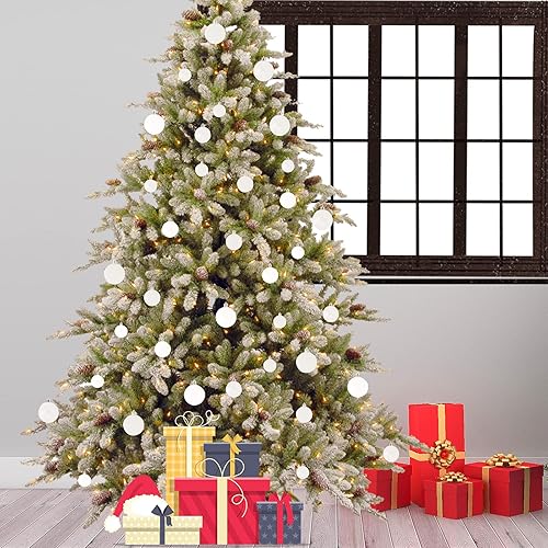 Miniatura 2 de Emopeak - Juego de 24 esferas navideñas, ornamentos irrompibles, 4 estilos, decoración colgante para árbol de Navidad, boda o fiesta (blanco, 1.3