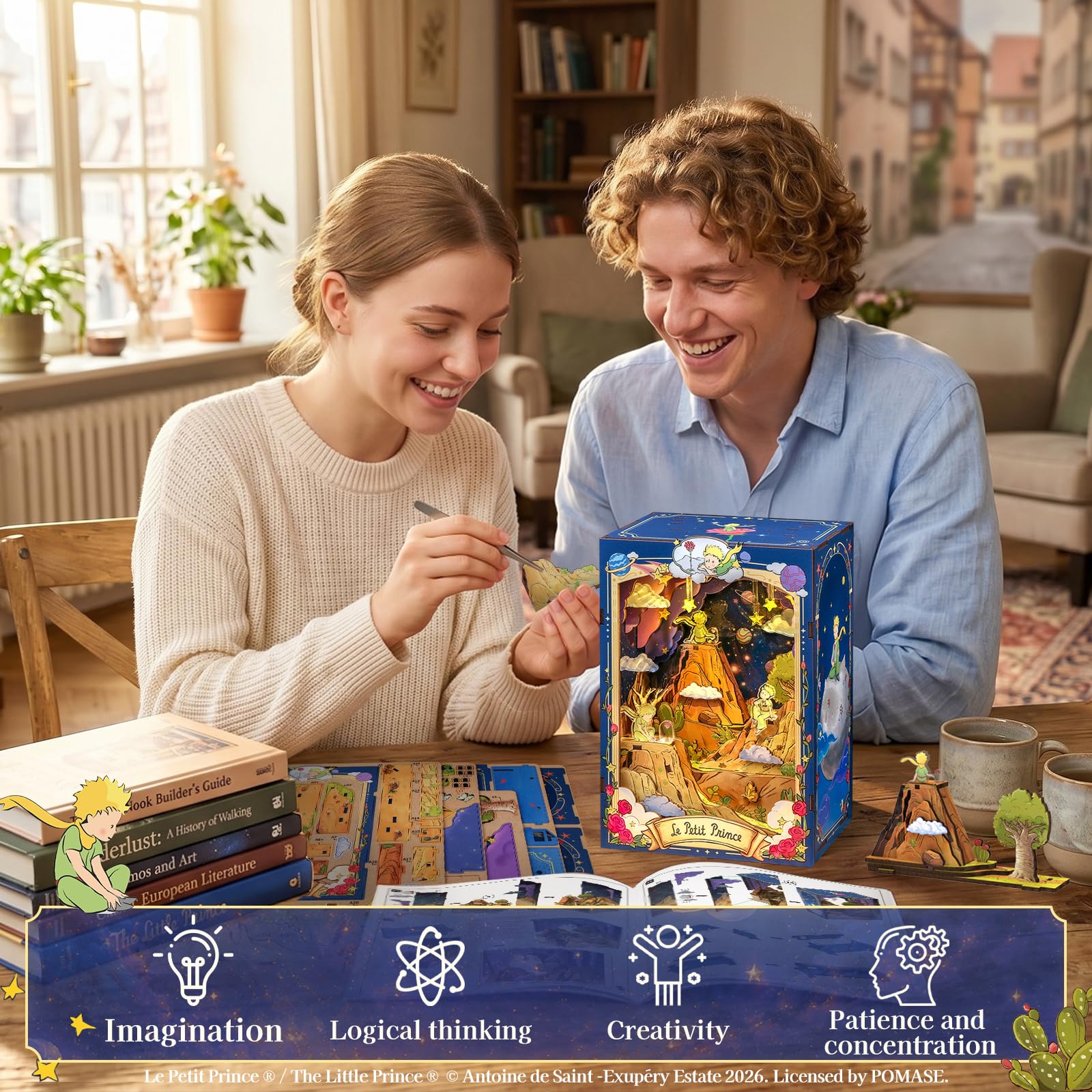 CUTEBEE Book Nook – El Principito Planeta & Rosa Maqueta 3D Madera