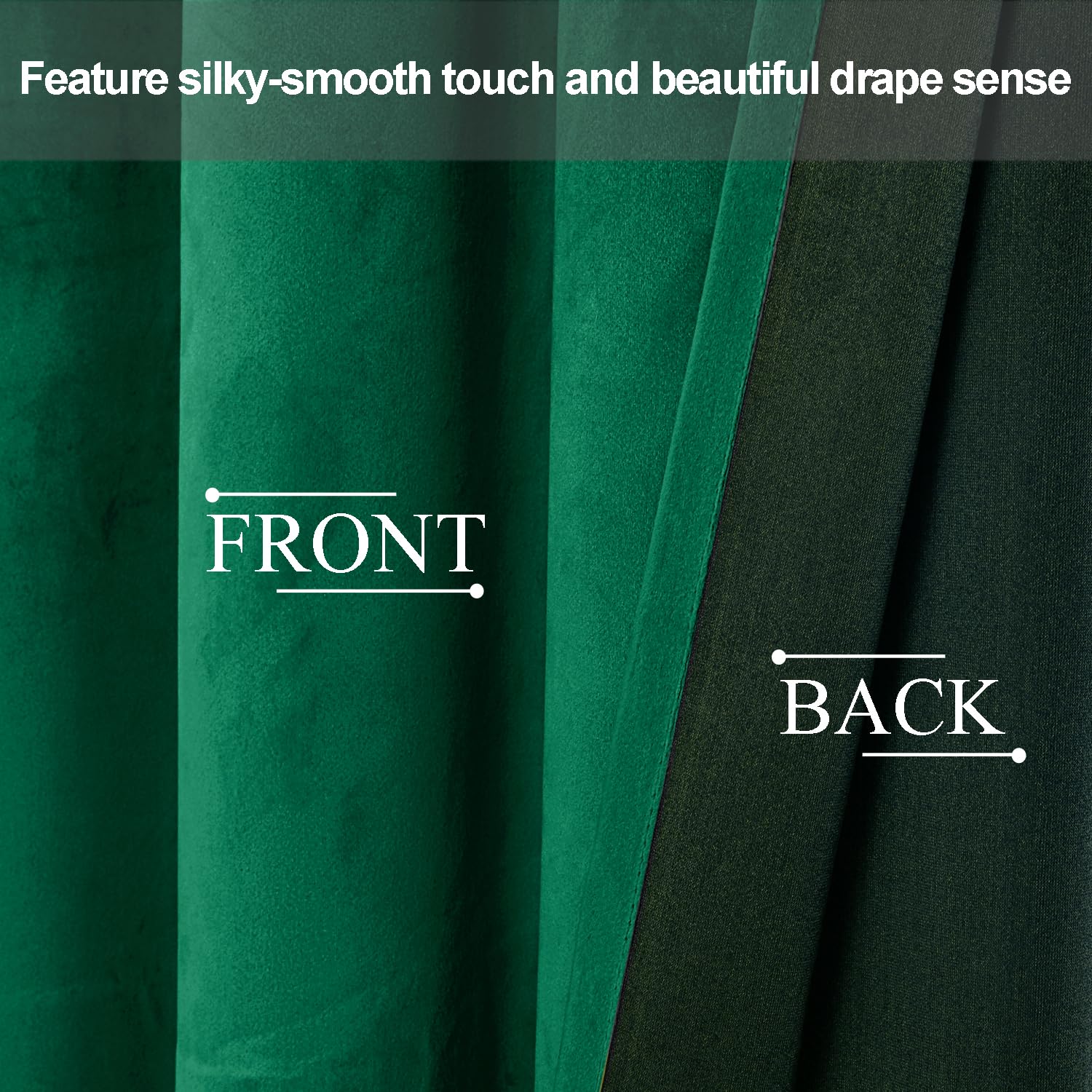 JIUZHEN Velvet Curtain Living Room Curtains Christmas Curtain Velvet Blackout Curtains with Eyelets Thermal Curtains Cold Protection Curtains Green Curtain Velvet Fabric Dark Green Set of 2 H 215 x W - Image 3