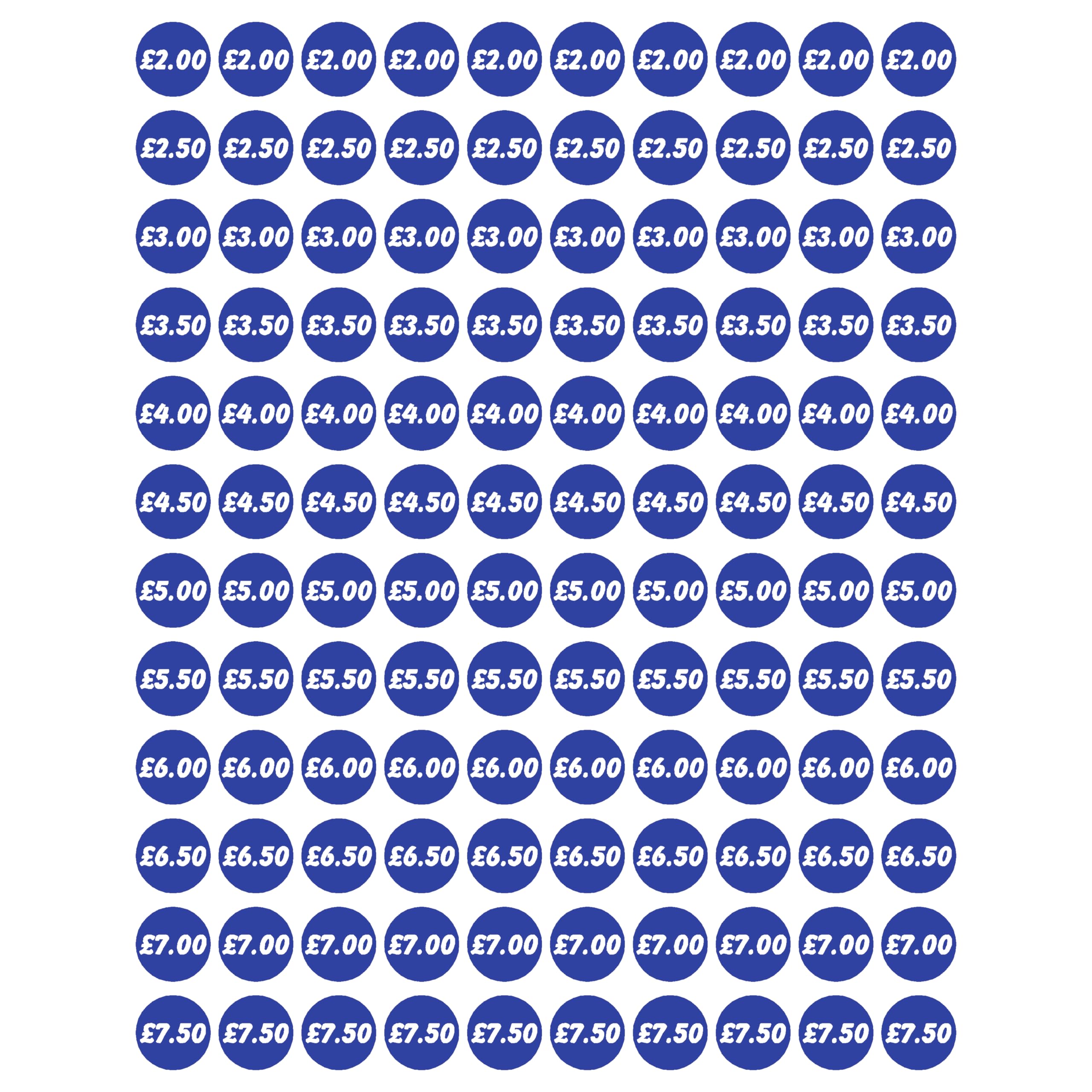 Price Sticker Sheet - x120 Ice Cream and Catering Van Any Colour Any Prices