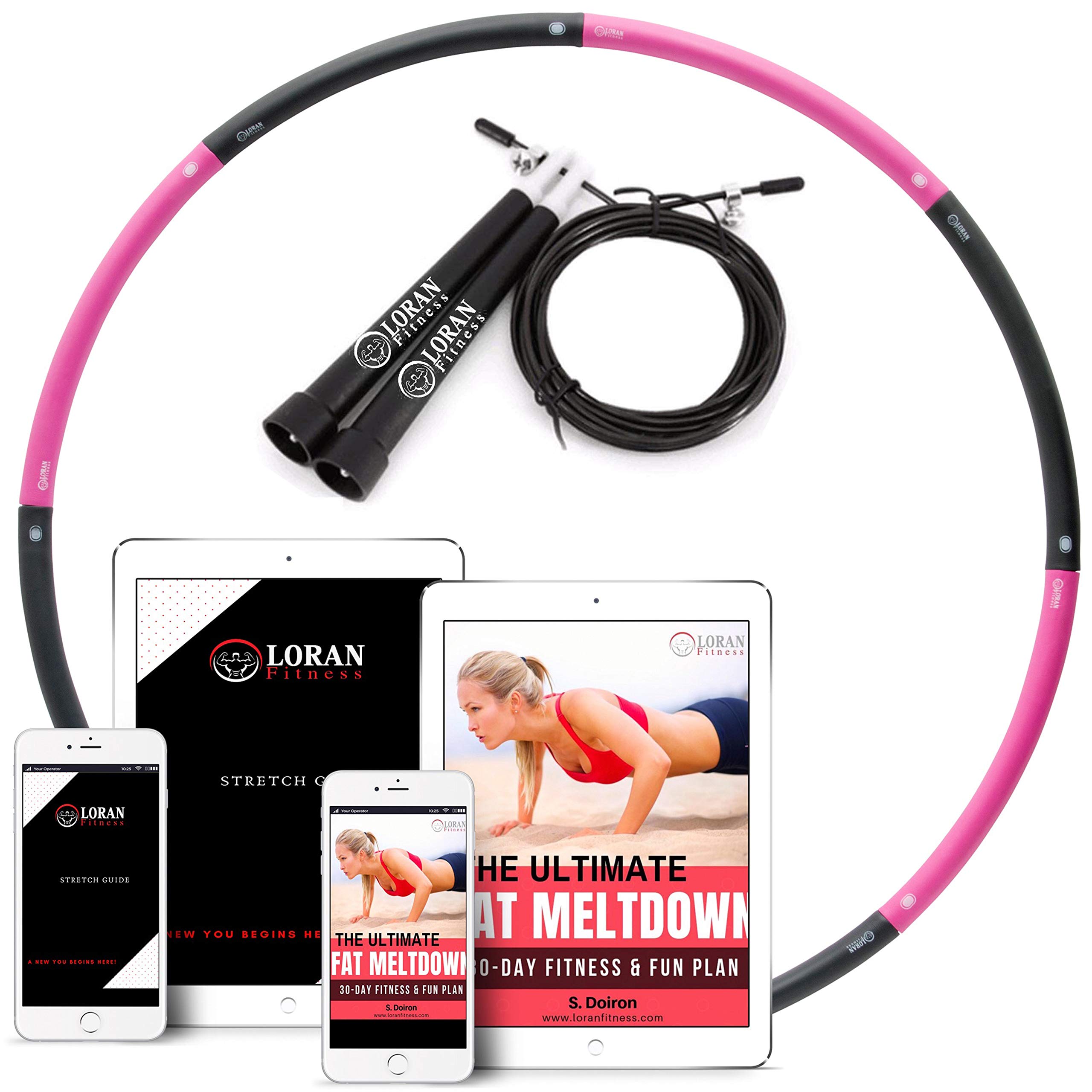 Fitness Hoop Weighted Hula Hoop – Adult 2.6LB - Weight Optimized for Serious Core Abdominal Fitness Exercise & Spine Alignment – Premium Ultra Soft Bruise-Proof HD Foam – Adjustable, Portable