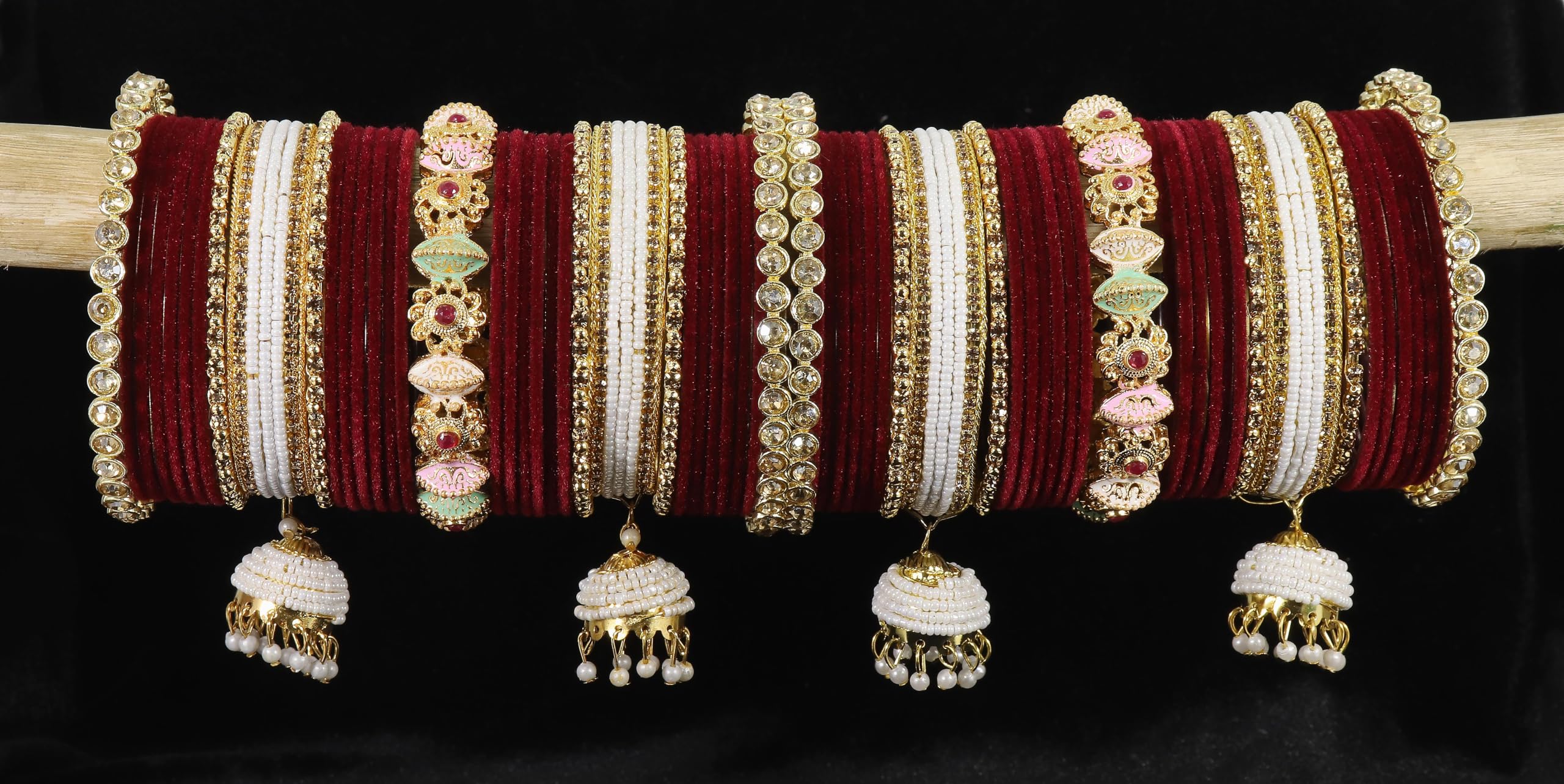 Bridal Maroon Chura Set for Women